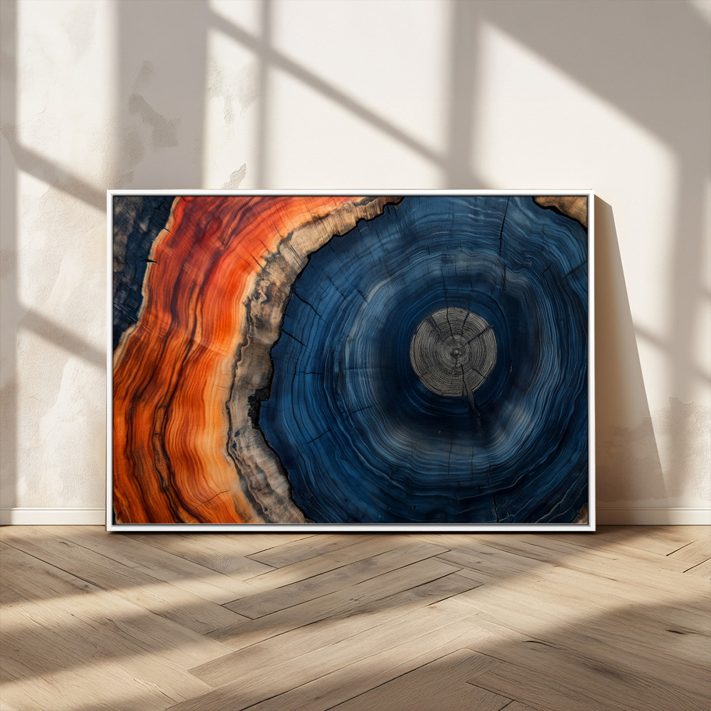 MGV-FC-36X24 - Tree Rings Wall Art Canvas Print, Rustic Wood Print, Framed Natural Texture Art Print, Wood Grain