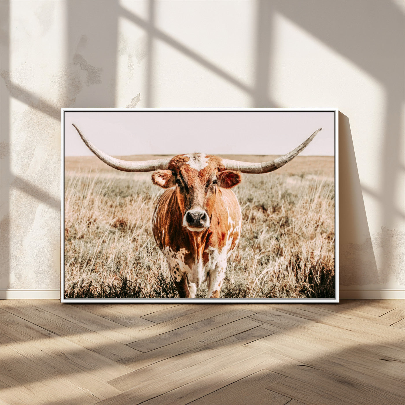 MGV-FC-36X24 - Wall Art Canvas Print Majestic Longhorn Graceful Strength in Every Curve Bold Spirit of the Wild