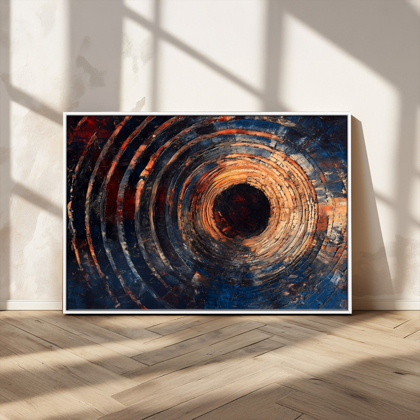 MGV-FC-36X24 - Wood Tree Ring Wall Art Canvas Print, Framed Natural Wood Art Picture Print, Rustic Tree Slice Perfect Rustic Decor Artwork