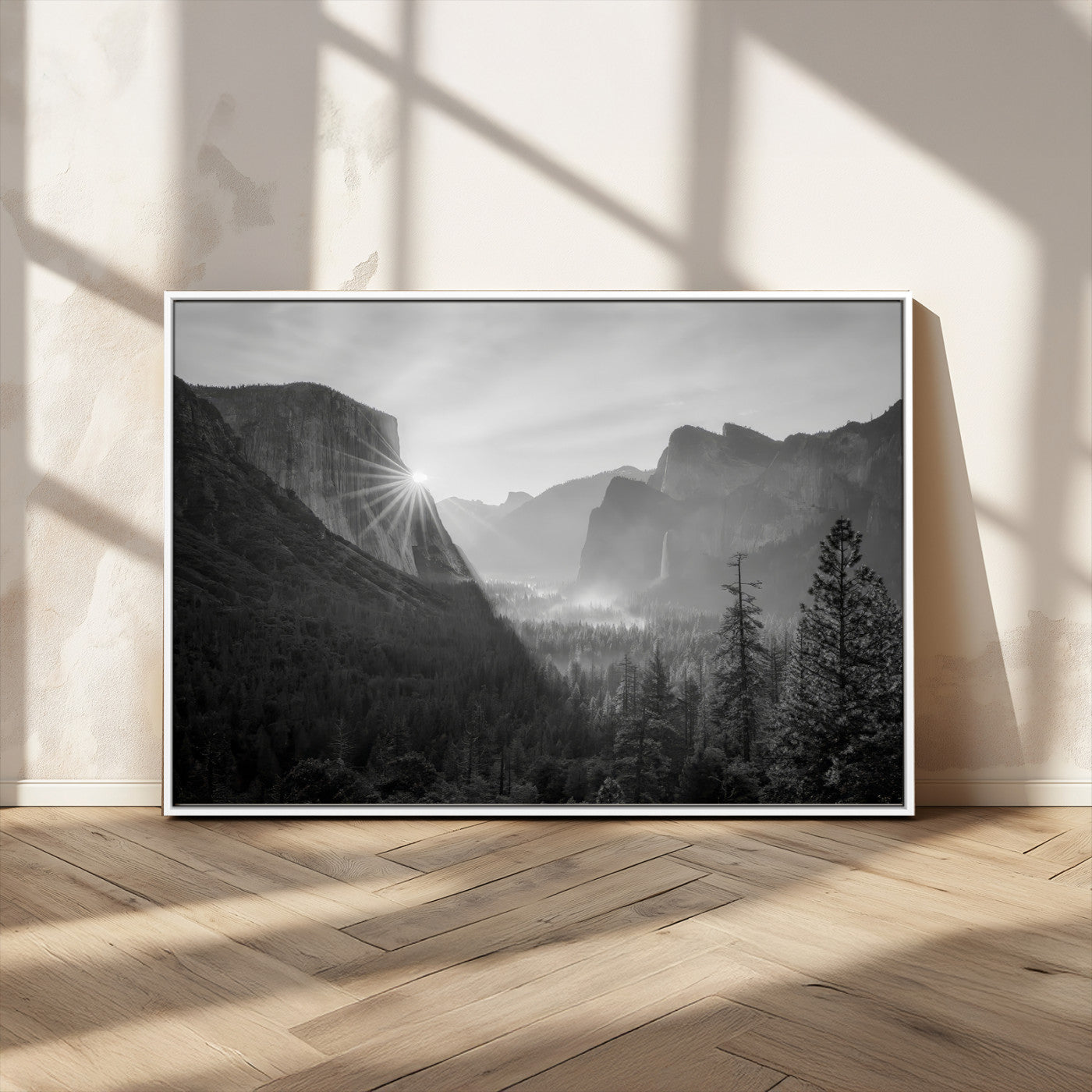 MGV-FC-36X24 - Yosemite Valley Wall Art Canvas Print, Framed El Capitan Sunrise Art Picture Print, Misty Mountain Perfect Modern Rustic Decor Artwork