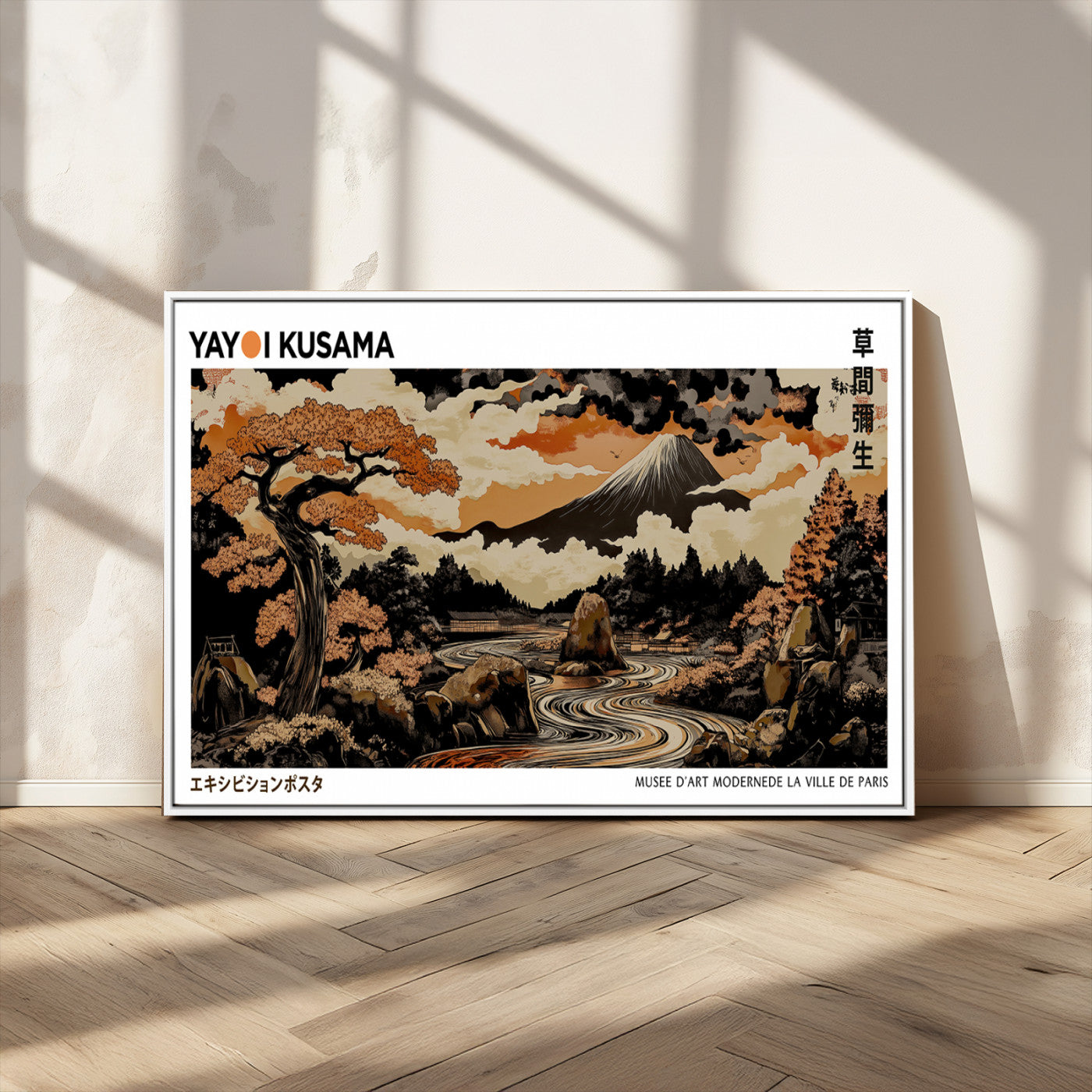 MGV-FC-36X24 - Modern Japanese Wall Art Print Yayoi Kusama Canvas Wall Art Abstract Mount Fuji Canvas Print