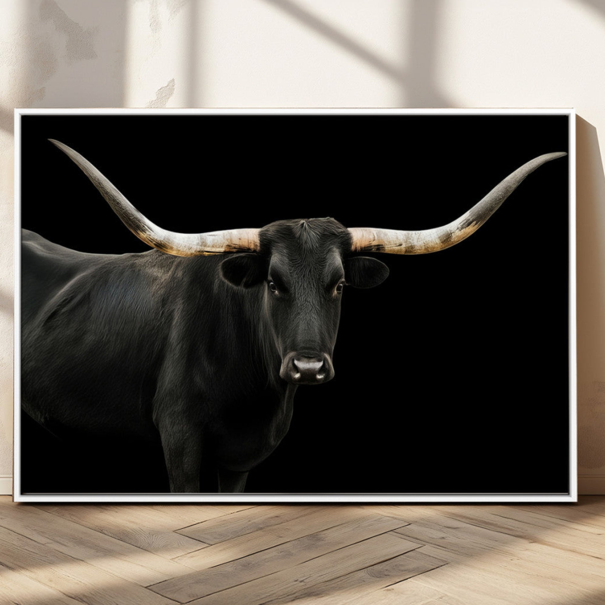23572907-MGV-CV-36X24-Texas Longhorn Wall Art Canvas Print – Framed Rustic Western Farmhouse Animal Modern Minimal Artwork for Home Office