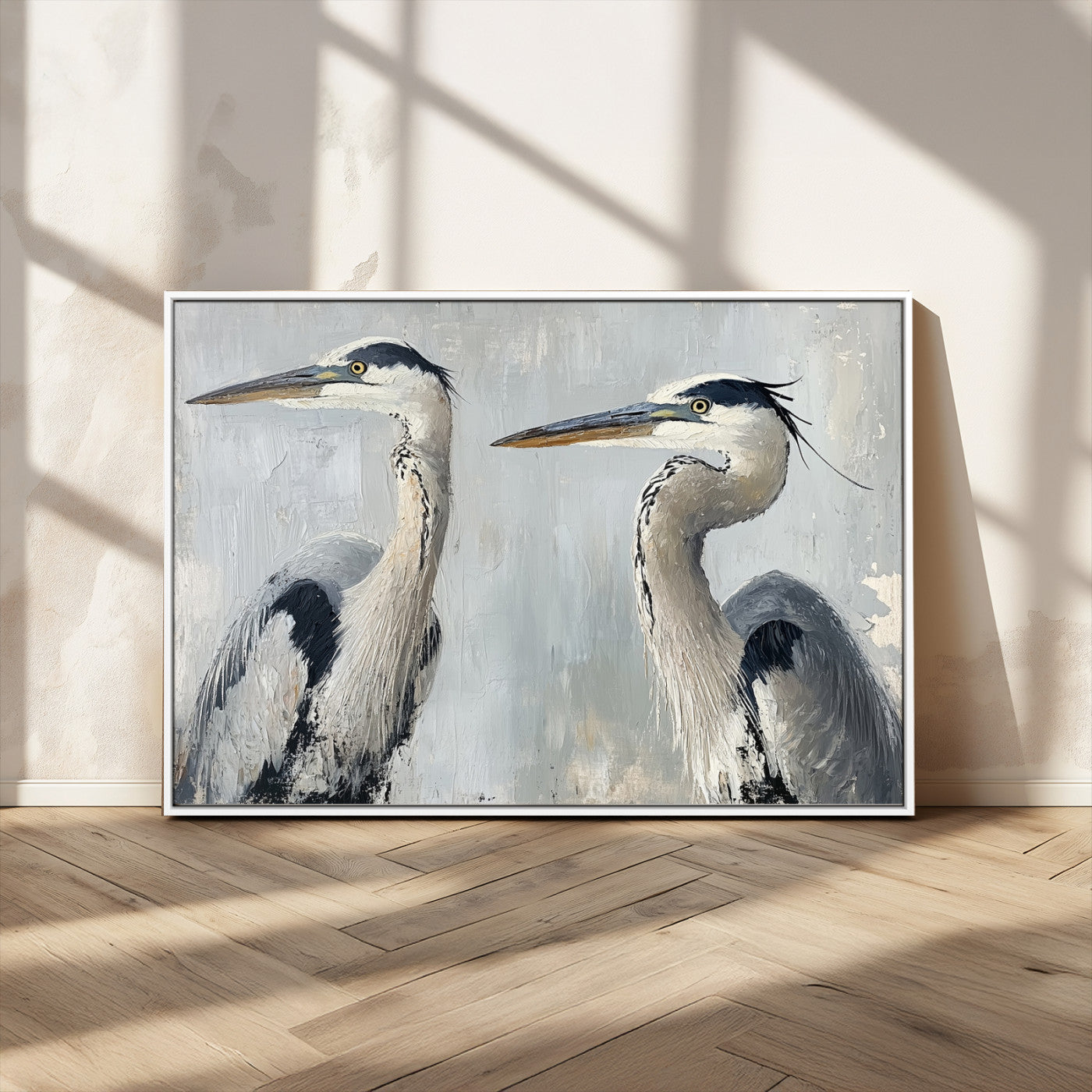 MGV-FC-36X24 - Bird Canvas Decor Wall Art Canvas Print, Framed Coastal Bird Pair Art Picture Print, Minimalist Wildlife Wall Perfect Coastal Minimalist Decor Artwork