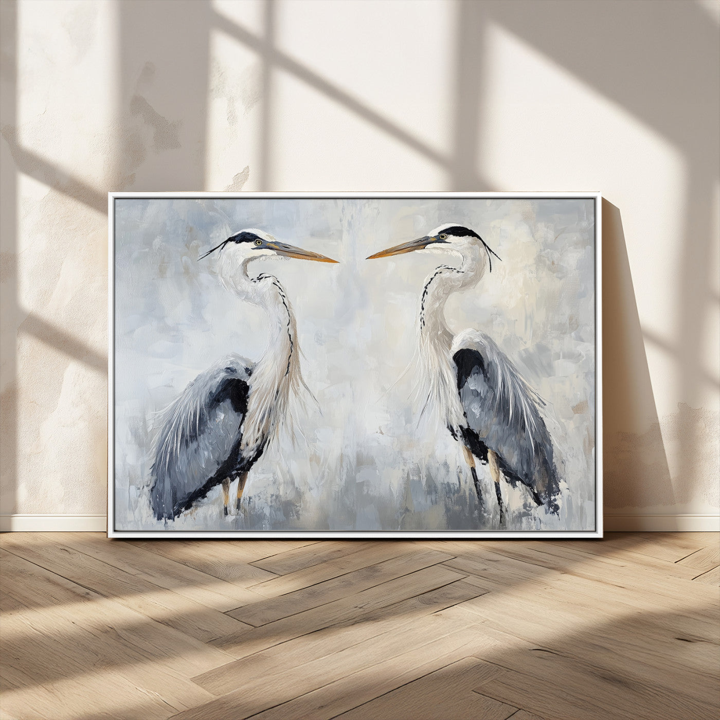 MGV-FC-36X24 - Heron Wall Art Wall Art Canvas Print, Framed Bird Canvas Decor Art Picture Print, Nature Inspired Perfect Coastal Minimalist Decor Artwork