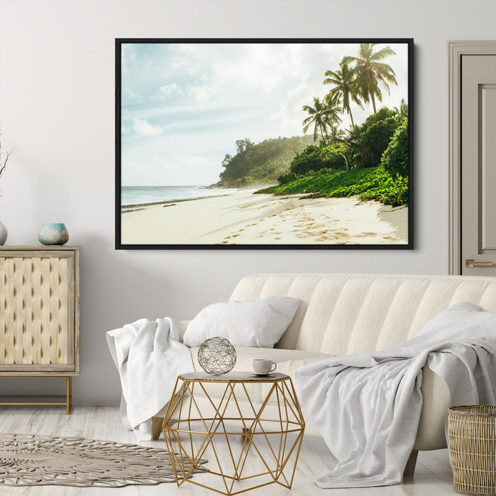 Relaxing Beach Wall Art Canvas Print, Framed Ocean View Art Picture Print, Coastal Serenity Perfect Tropical Coastal Decor Artwork