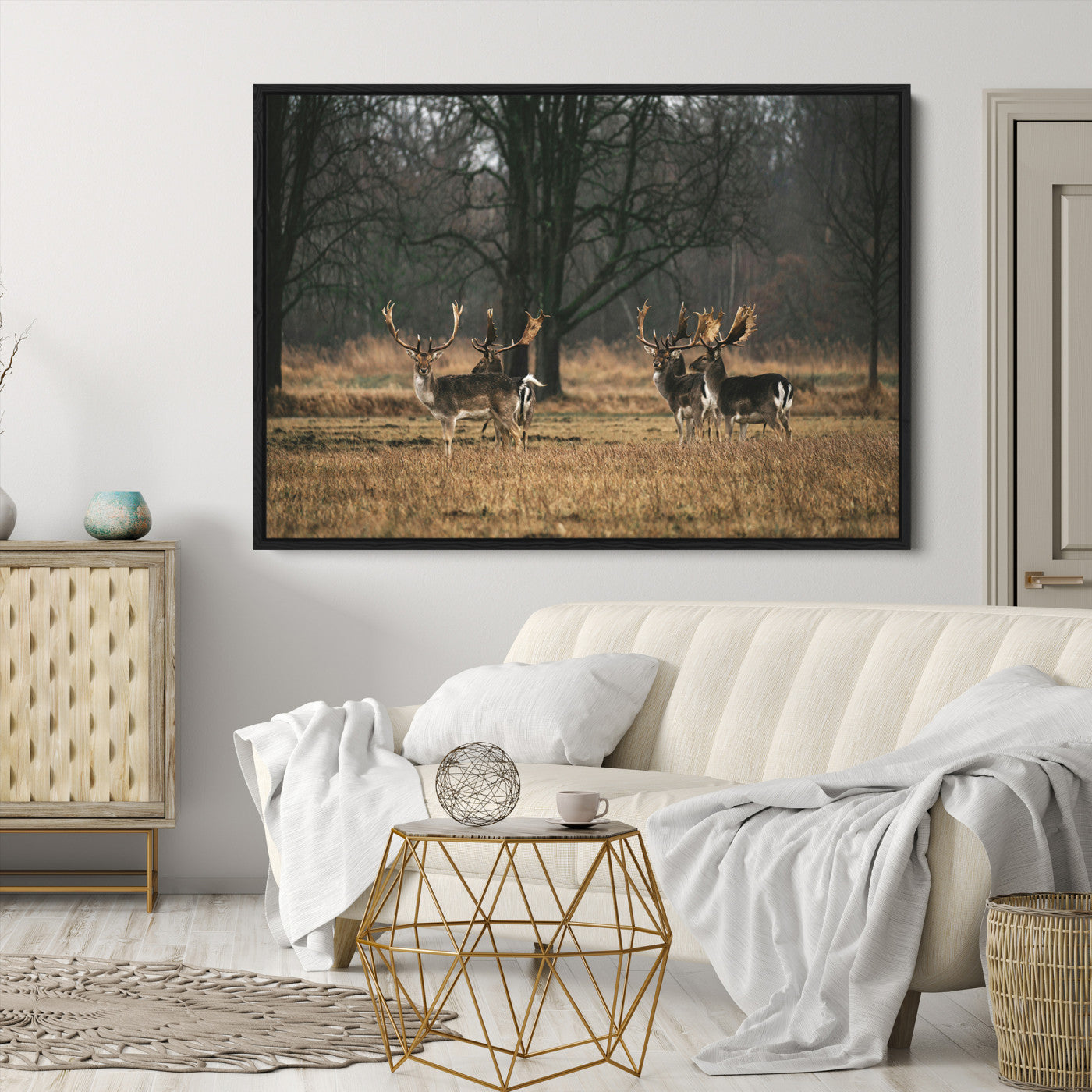 Deer Photography Wall Art Canvas Print, Framed Rustic Wildlife Art Picture, Rustic Deer Wall Art Print