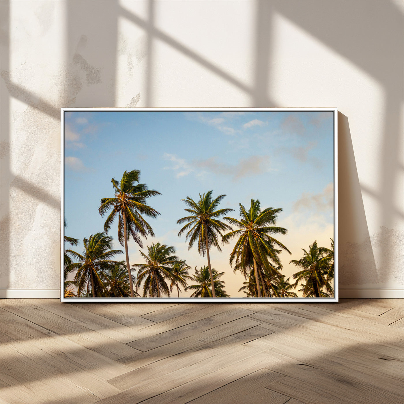 MGV-FC-36X24 - Palm Trees Wall Art Canvas Print, Framed Tropical Vibes Art Picture Print, Coastal Sunset Perfect Coastal Boho Decor Artwork