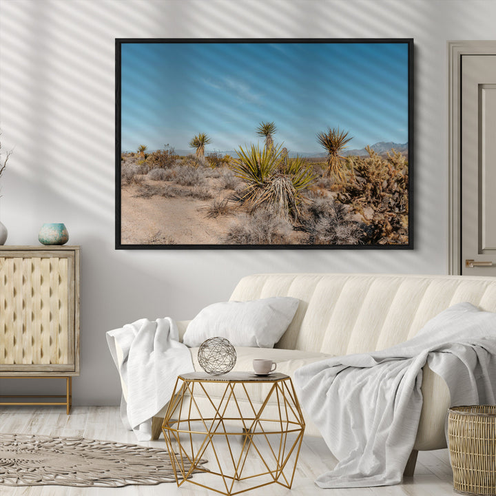 Joshua Tree Wall Art Canvas Print, Desert Landscape Print, Framed Warm Earth Tones Art Print, Large California Southwest Printing