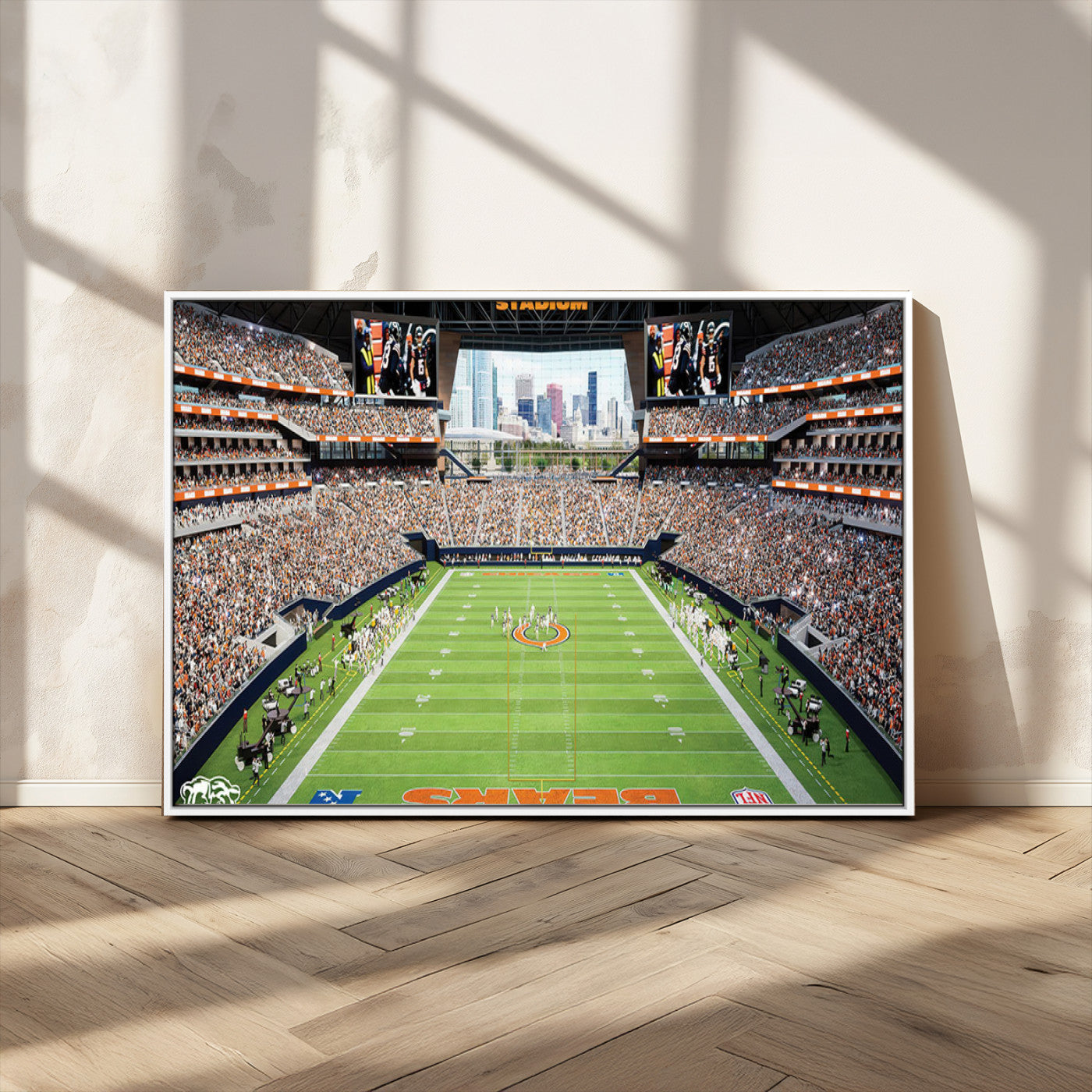 MGV-FC-36X24 - Chicago Bears Soldiers Field Wall Art Canvas Print – Framed Football Stadium Artwork for Sports
