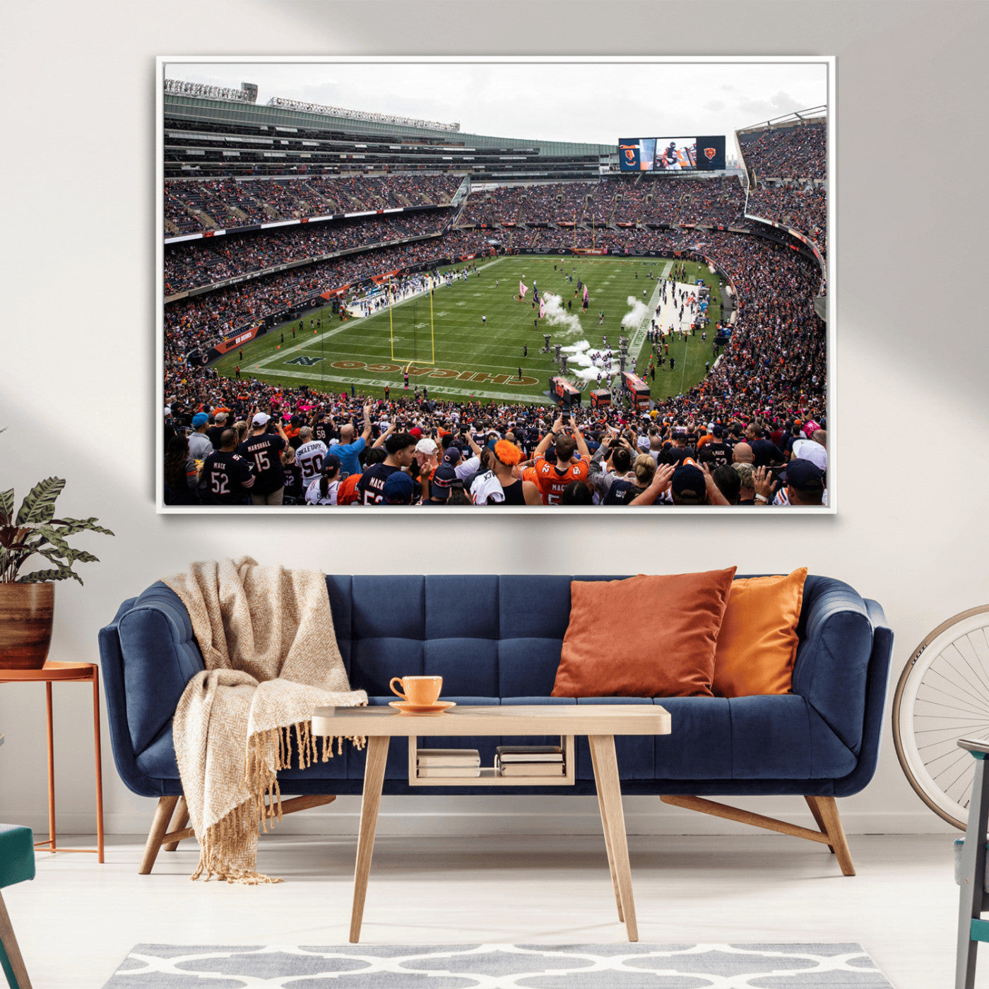 18347149-MGV-CV-36X24-Chicago Bears Soldiers Field Wall Art Canvas Print – Framed Football Stadium Artwork for Sports Fans, Soldier Field Skyline Canvas Decor for Game Room