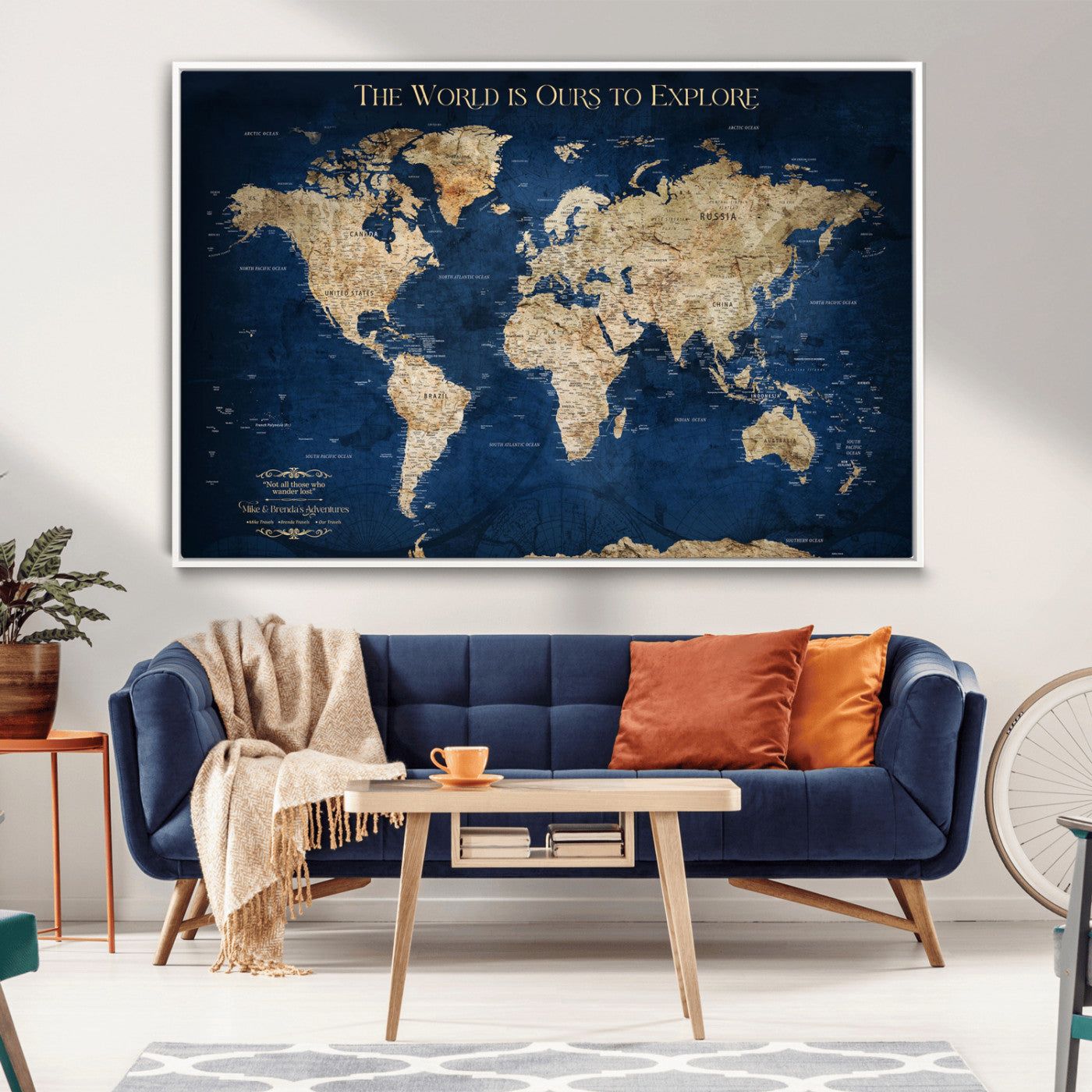 10181149-MGV-CV-36X24-Framed Push Pin World Travel Map – Canvas Wall Print of Where I’ve Been, Old-Style Adventure Map with Pins for Tracking Trips - H2-3