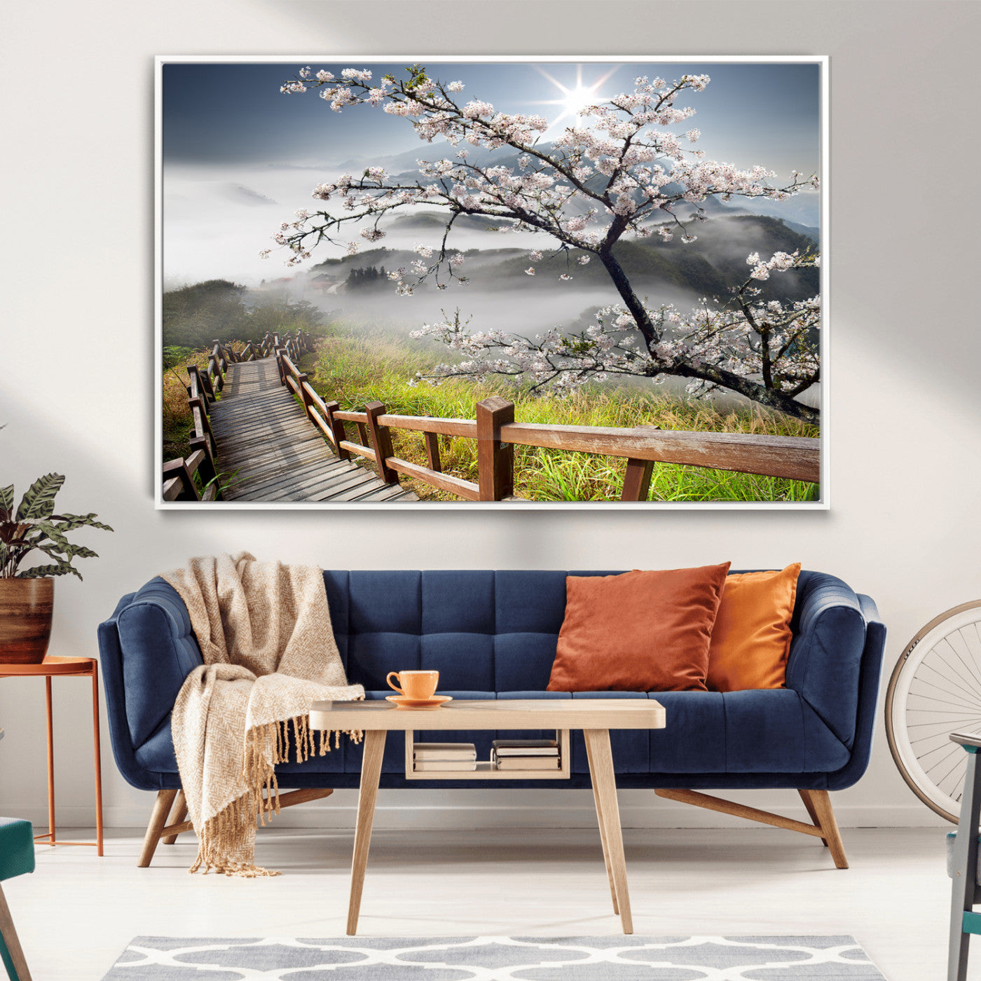 34632598CRY-MGV-CV-36X24-Sakura Cherry Blossom Pathway Canvas Wall Art – Tranquil Walk Through Blossoming Nature – Ready to Hang