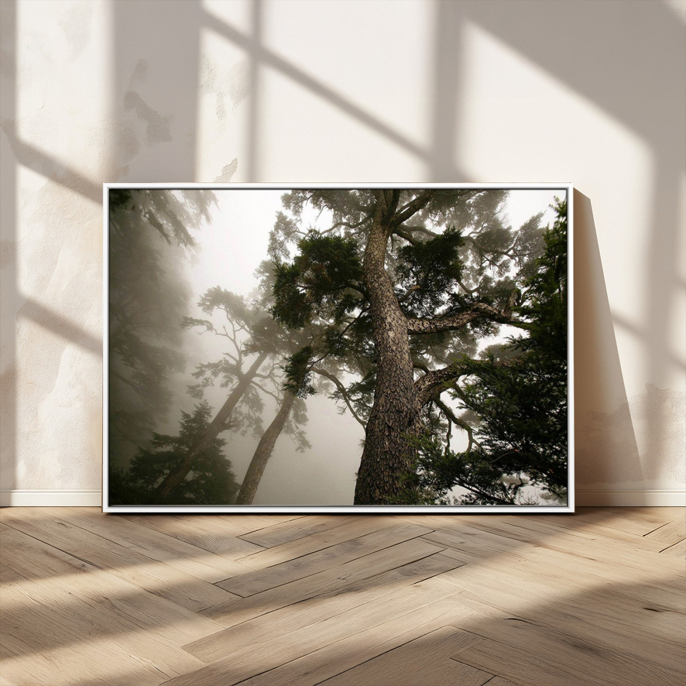 87969493-MGV-FC-36X24_White-Misty Forest Tall Trees Foggy Atmosphere Nature Serenity Calm Wooded Landscape Tranquil Scene Outdoor Beauty Wall Art Canvas Print