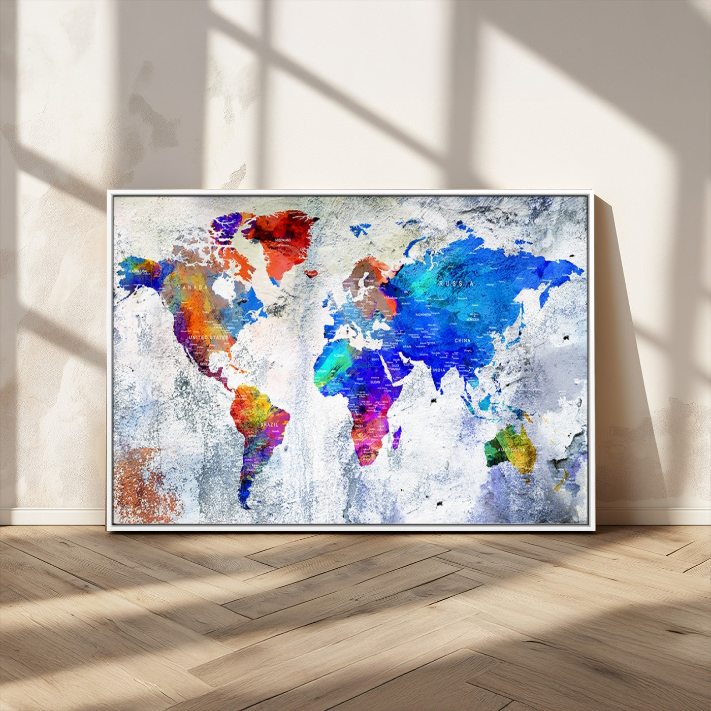 MGV-FC-36X24 - World Map Wall Art Canvas Print for Home and Office Decor