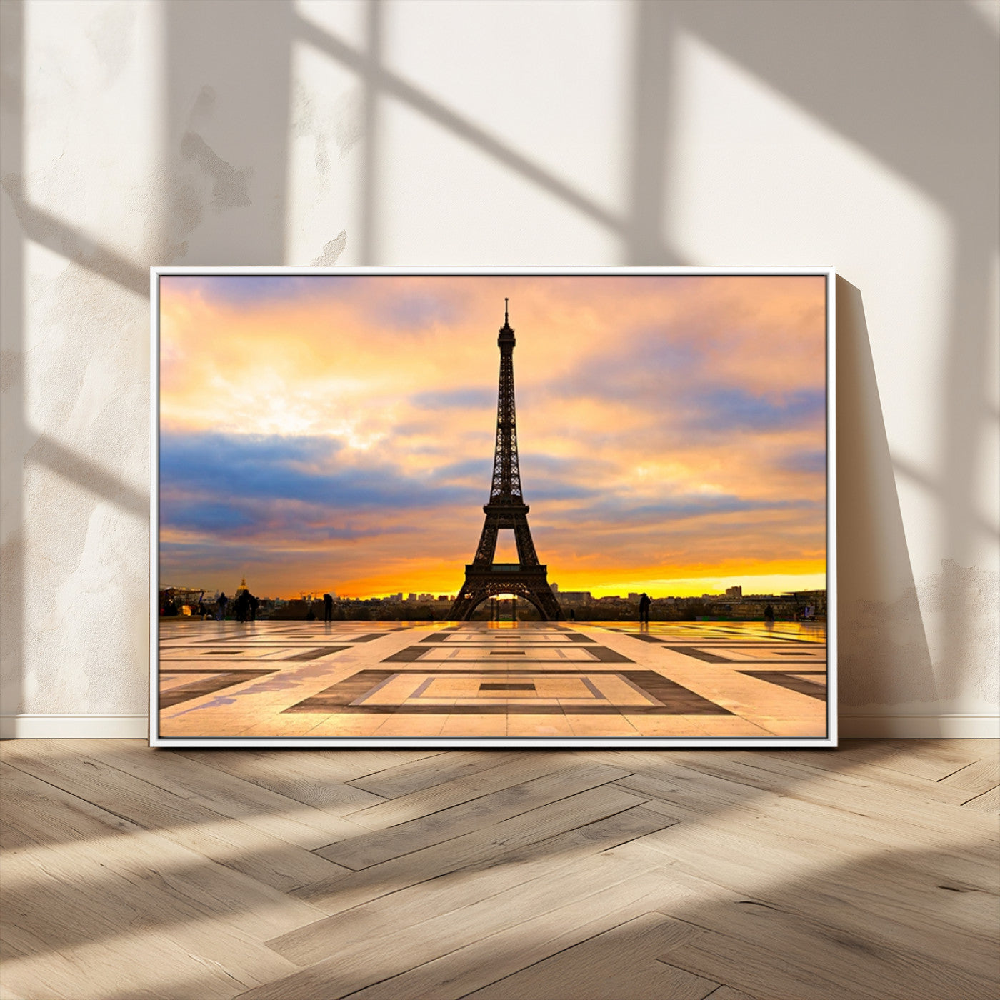 MGV-FC-36X24 - Paris Eiffel Tower Sunset Canvas Wall Art Print - Iconic Landmark Decor with Vibrant Colors