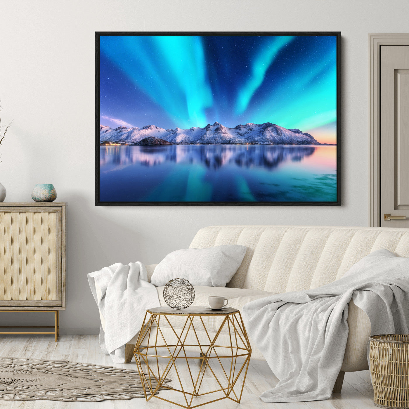 49902-MGV-CV-36X24-Northern Lights above Mountain Wall Art, Northern Lights Wall Art Canvas Print
