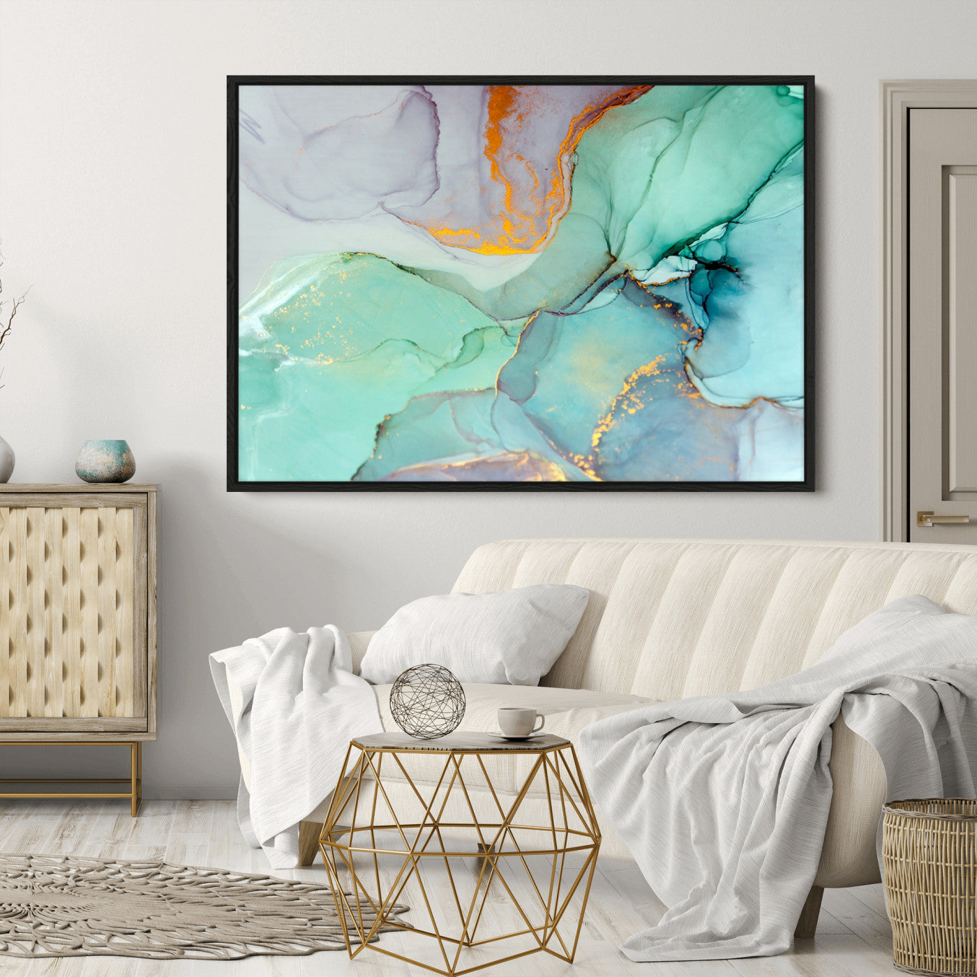 36934-MGV-CV-36X24-Colorful Marble Fluid Effect Canvas Wall Art Print