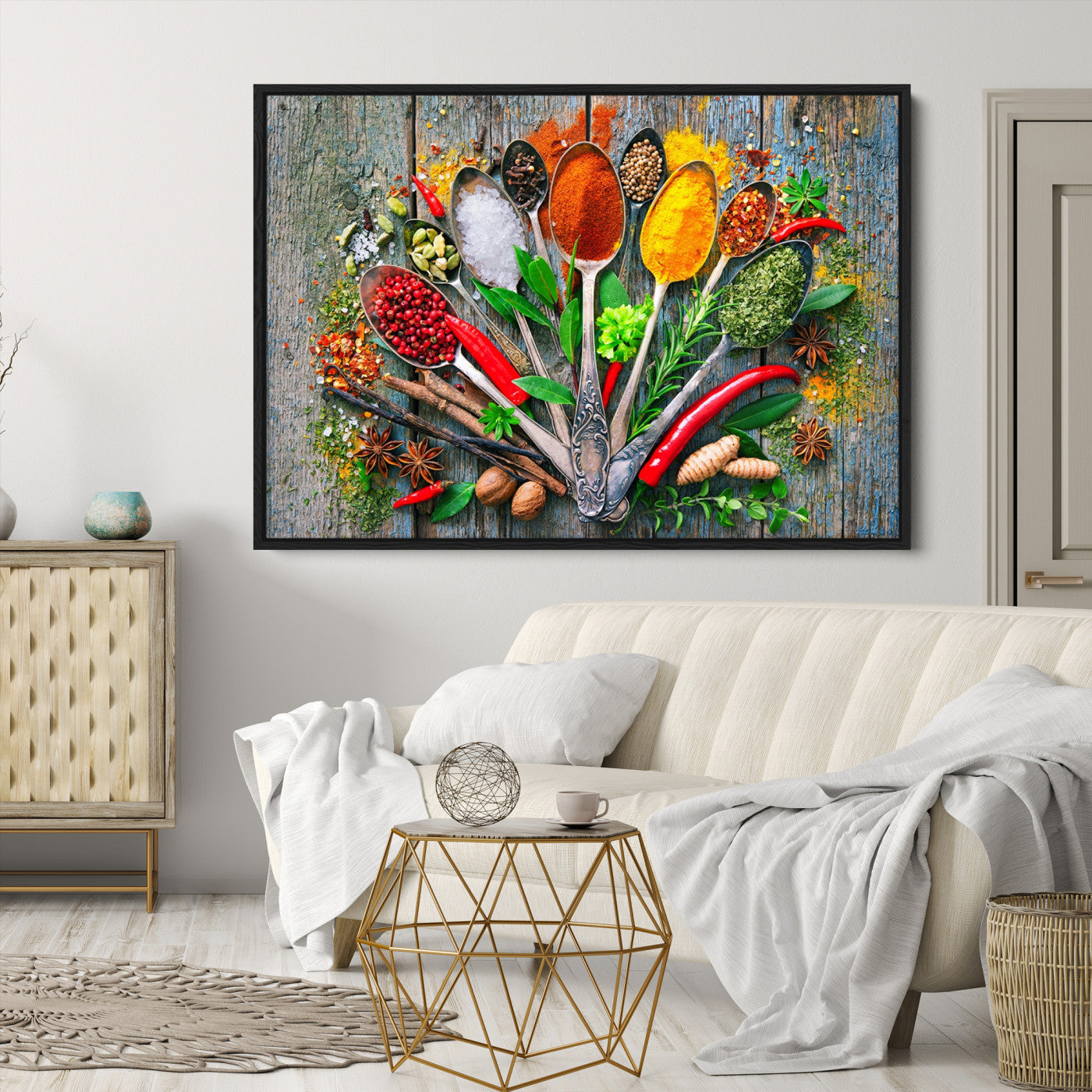 20619-MGV-CV-36X24-Spoonful of Spices Cooking Wall Art Canvas Print - Vibrant Kitchen Decor Triptych – Culinary Art Print for Dining Room or Kitchen – Ready to