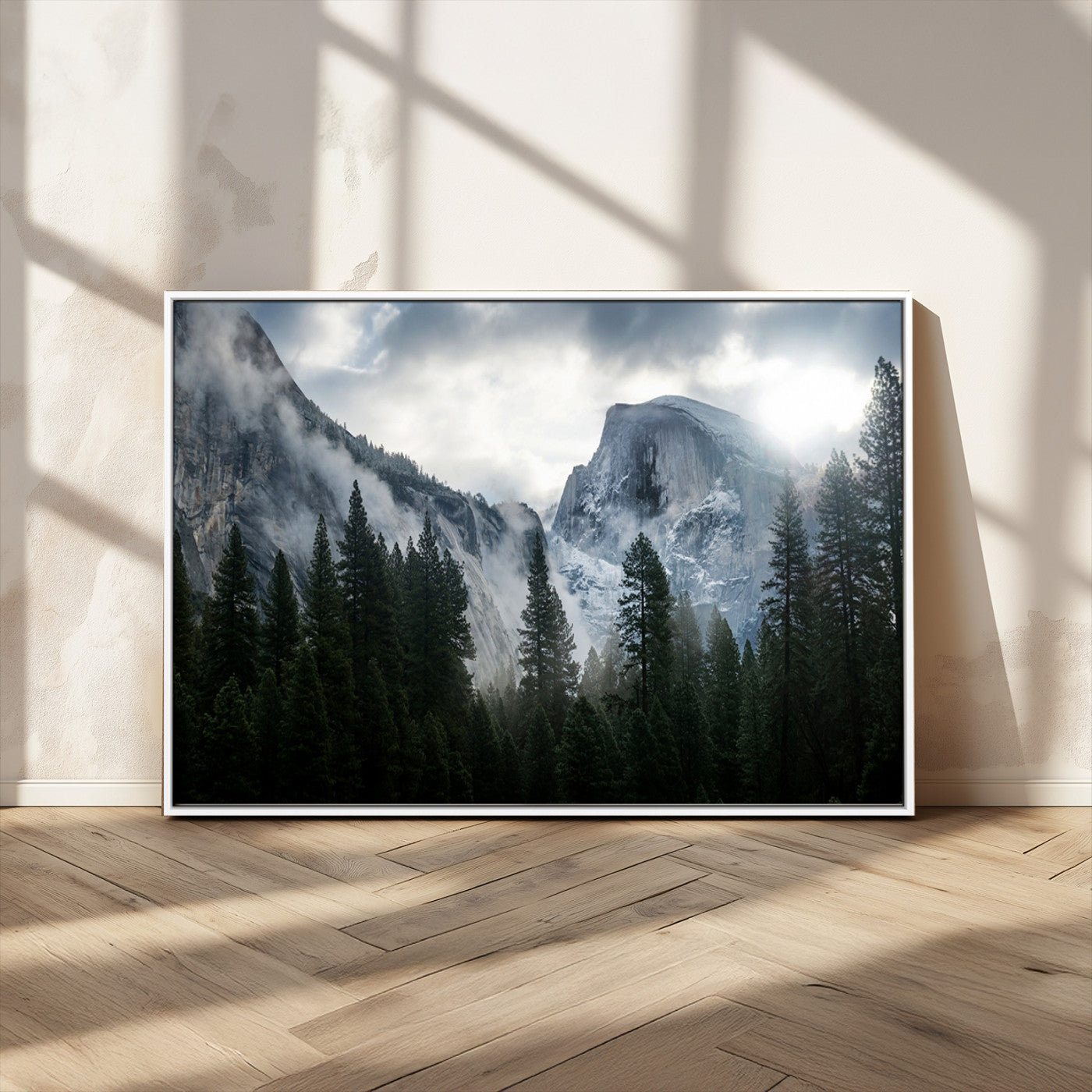 MGV-FC-36X24 - Yosemite National Park El Capitan Foggy Mountain Wall Art | Large Canvas Print for Living Room,