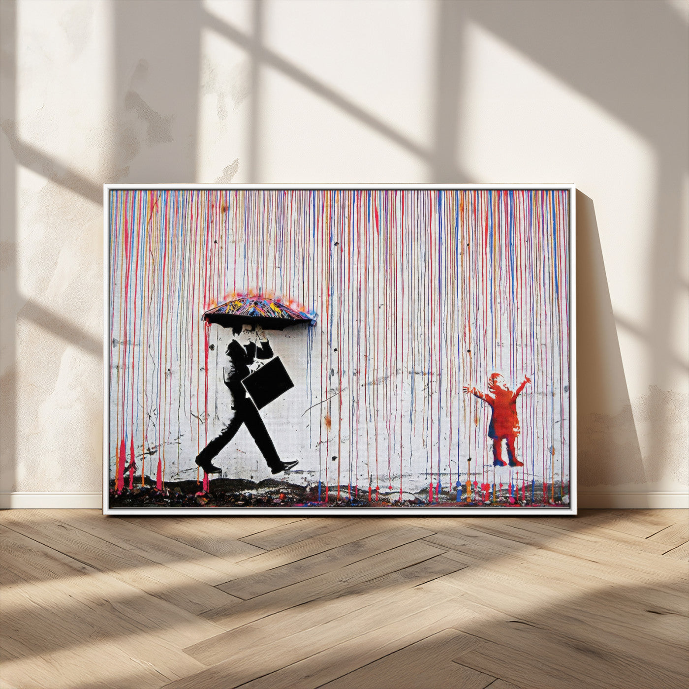 MGV-FC-36X24 - Banksy Wall Art Canvas Print, Framed Graffiti Art Picture Print, Banksy Urban Graffiti Perfect Modern Decor Artwork