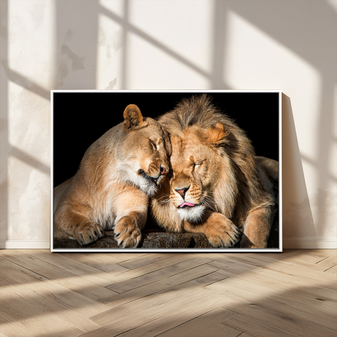 MGV-FC-36X24 - Lion and Lioness Wall Art Print Canvas | 3-Panel African Wildlife Canvas Print | Animal-Themed Art