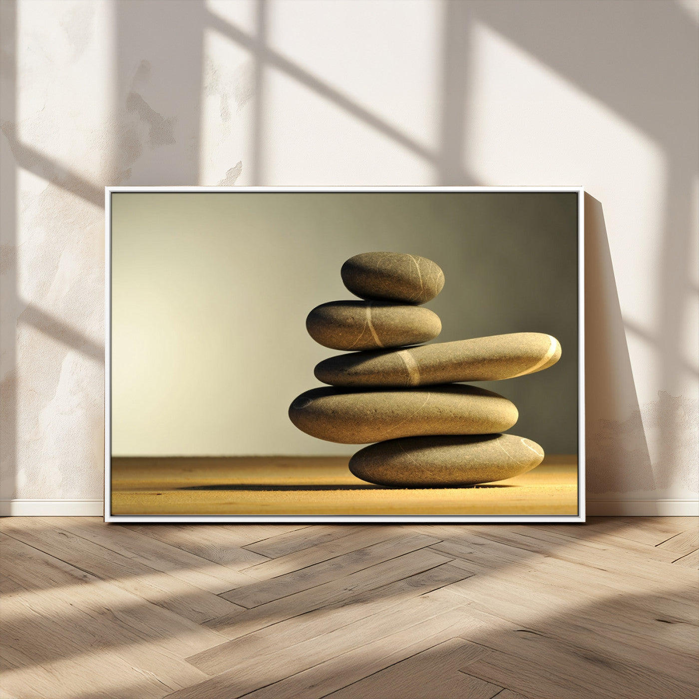 -Fluvial Zen Stones Canvas Wall Art Print