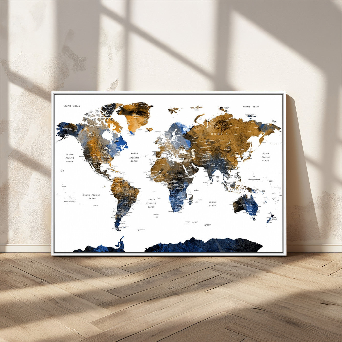 MGV-FC-36X24 - World Map Wall Art Canvas Print for Home and Office Decor