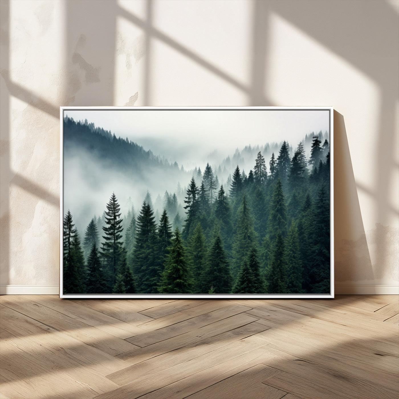 MGV-FC-36X24 - Captivating Misty Forest Wall Art Premium Canvas Print, Foggy and Serene Atmosphere Canvas Print