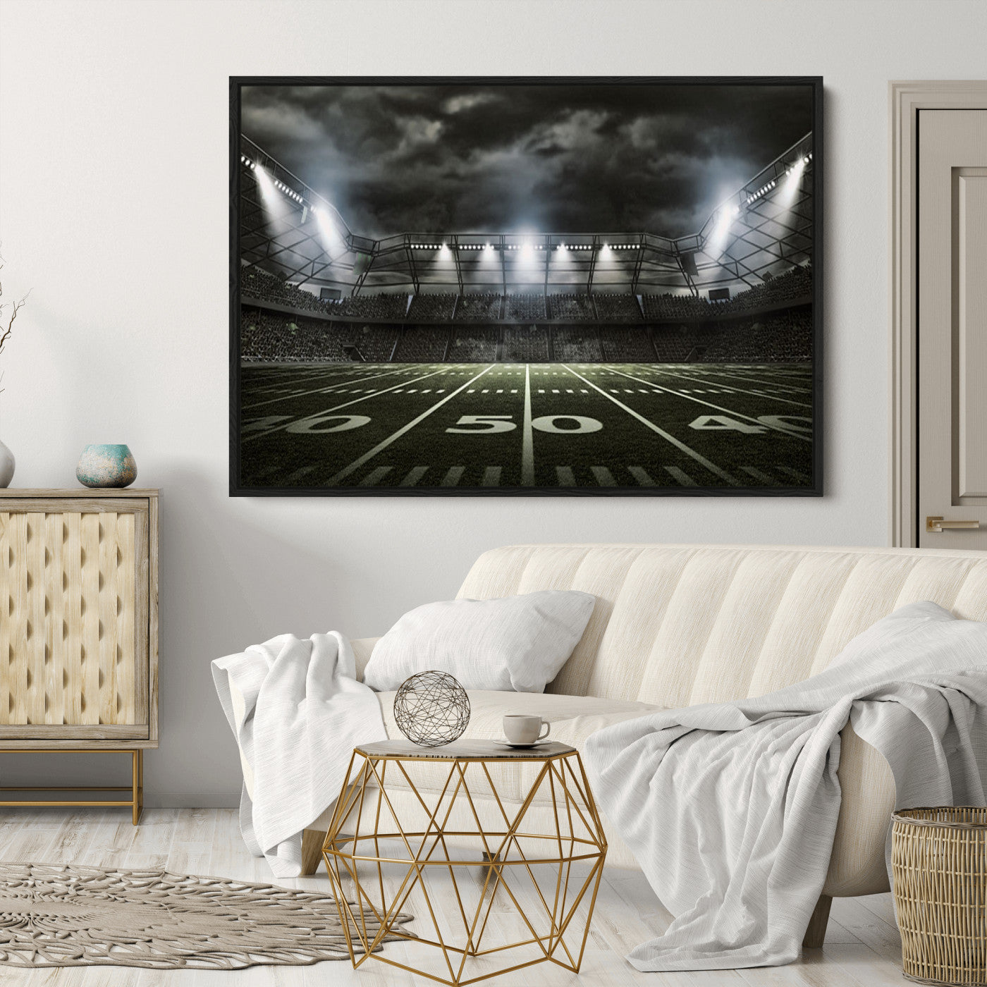 90107-MGV-CV-36X24-American Football Stadium Wall Art Canvas Print, Stadium Sport Wall Art Print