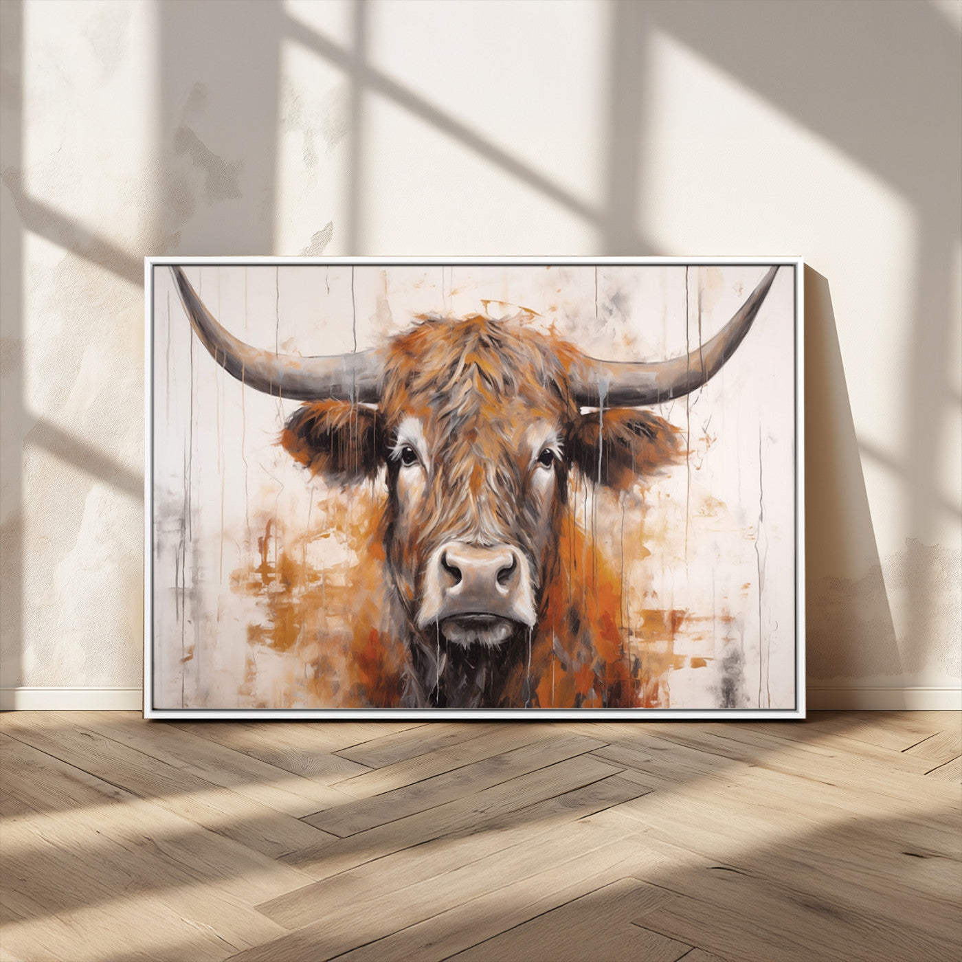 48622-MGV-CV-36X24-Vintage Scottish Highland Cow Cattle Art, Scottish Highland Cow Wall Art Print, Farmhouse Wall Art