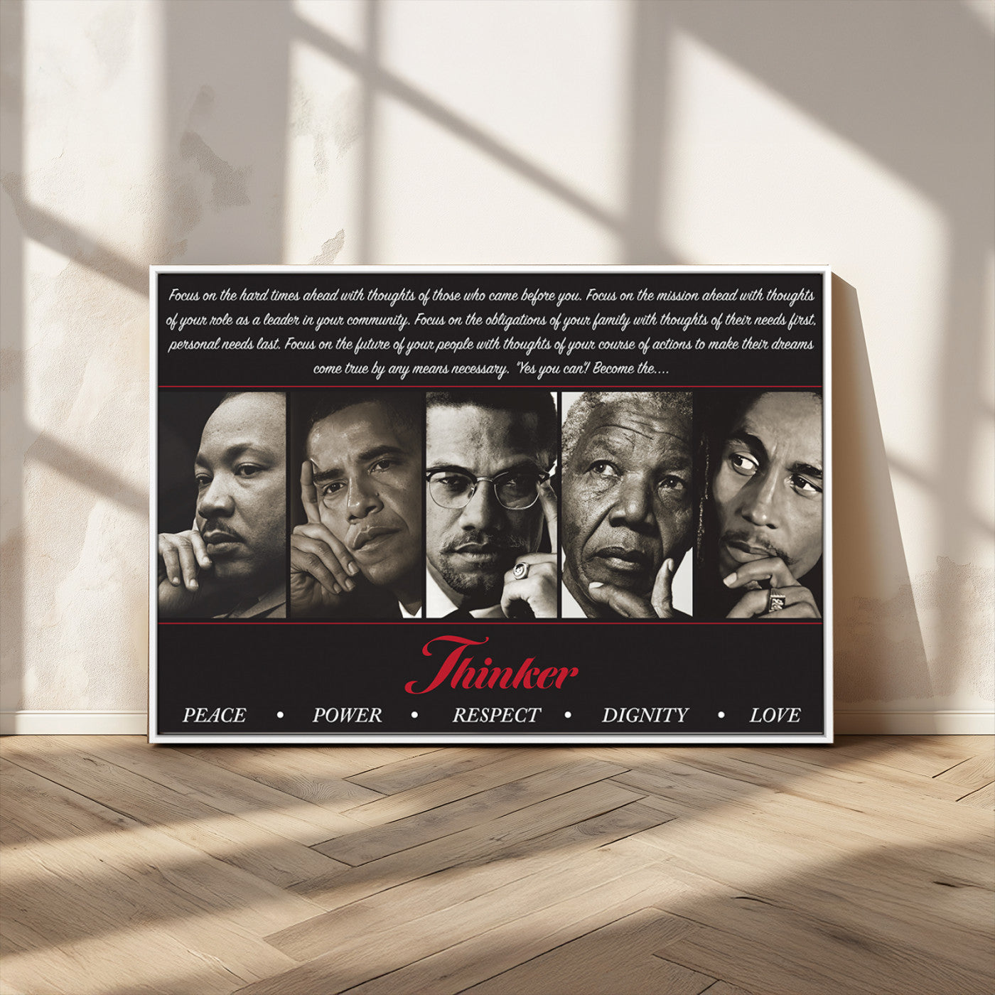 MGV-FC-36X24 - Thinkers of Wall Art Canvas Print - Inspirational Wall Art Featuring Icons of Peace, Power, and