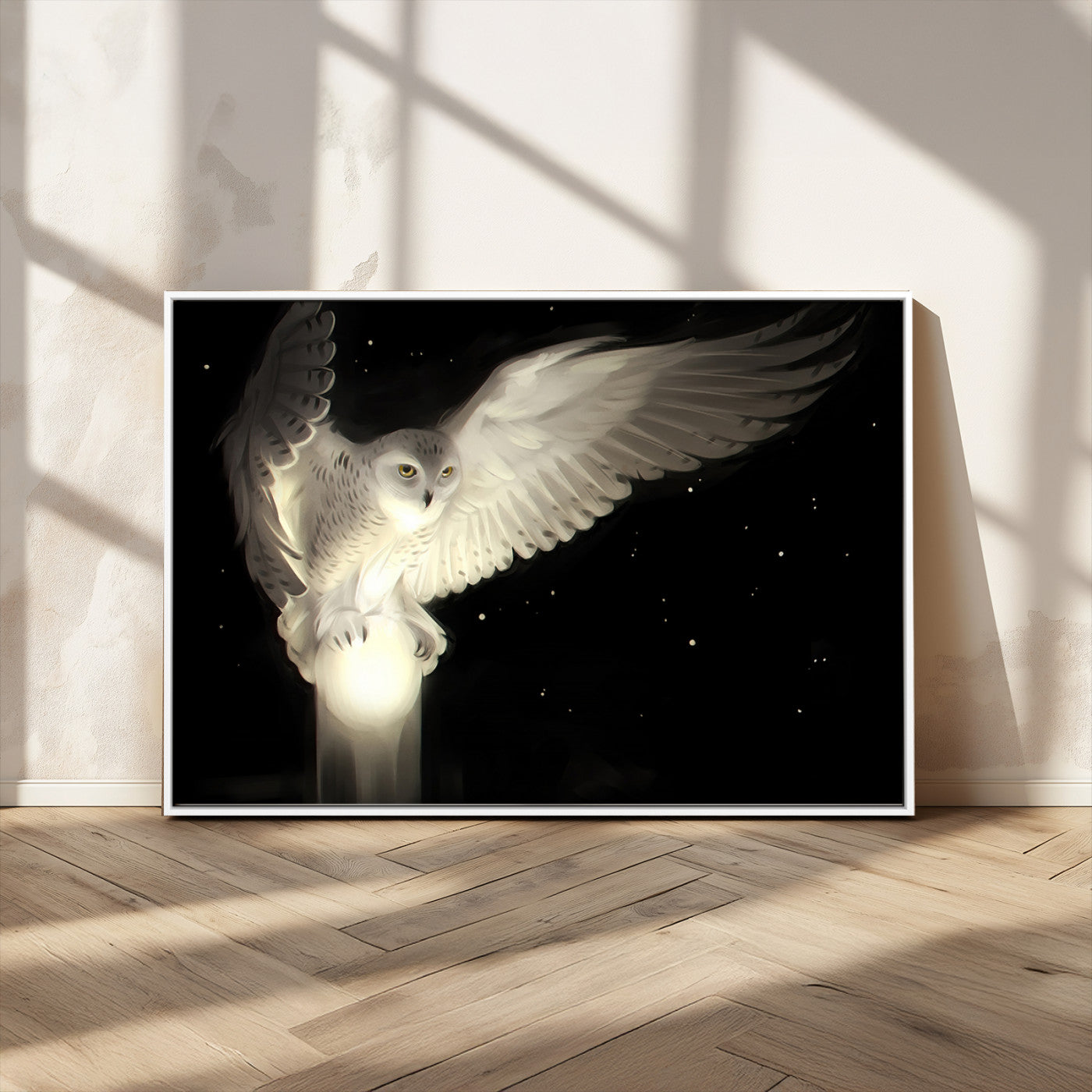 MGV-FC-36X24 - Night Owl Art -  Illuminating the Darkness – Unique Animal-Inspired Wall Art for Modern Decor |