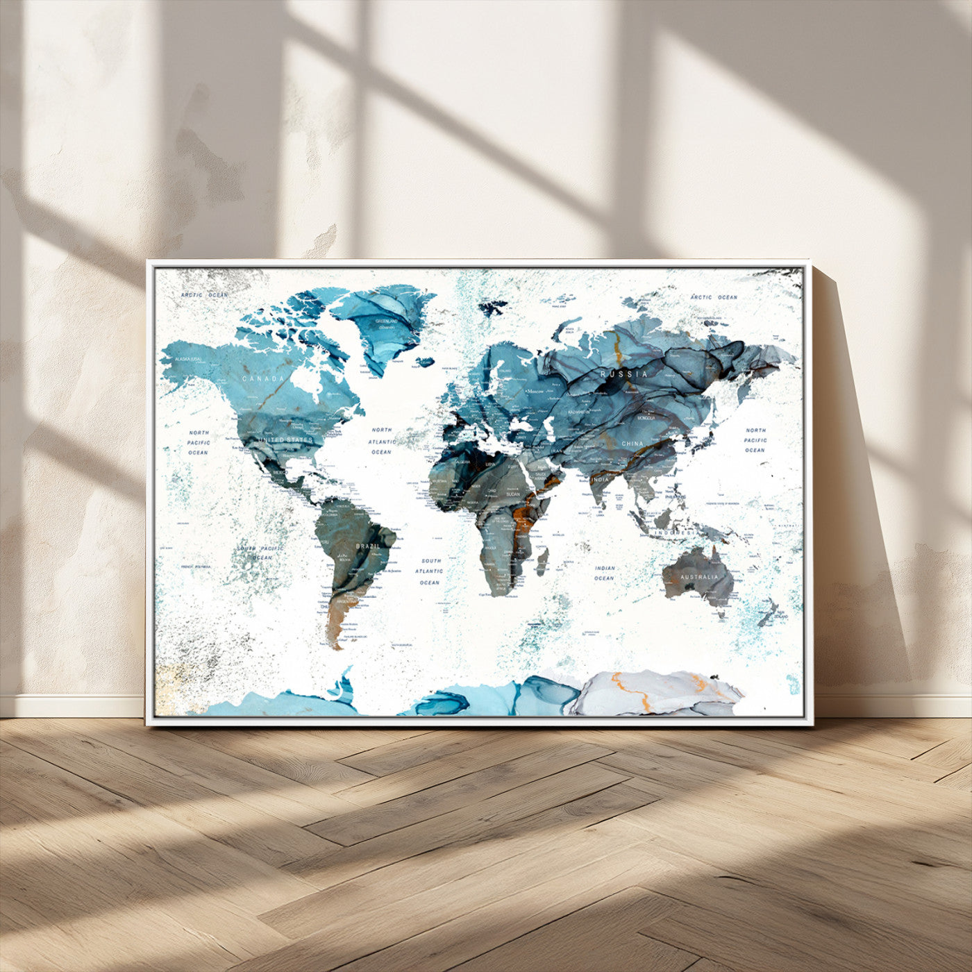 MGV-FC-36X24 - Push Pin World Map Canvas Print – Framed Wall Art for Couples to Track Their Travels – Anniversary