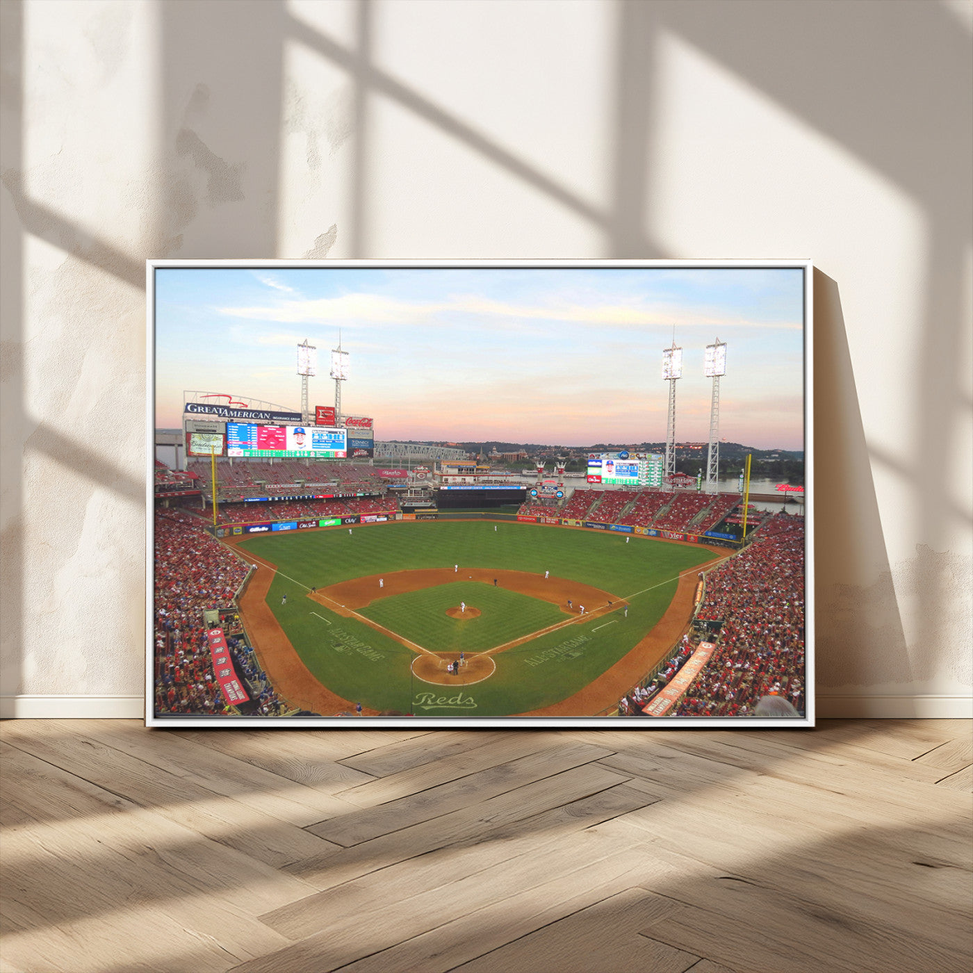 MGV-FC-36X24 - Cincinnati Reds Baseball Print Canvas- Cincinnati Great American Ball Park Stadium Wall Art Canvas