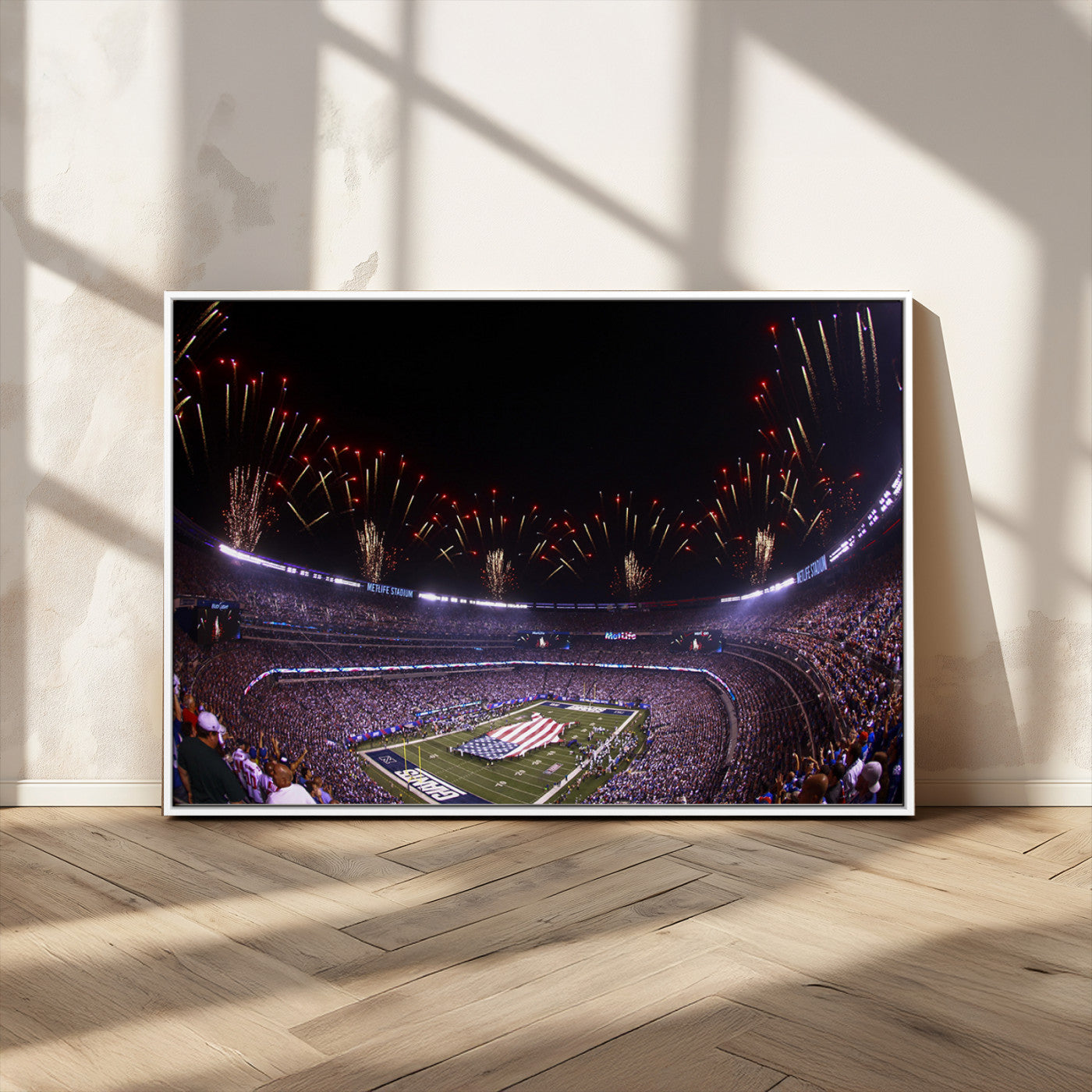 MGV-FC-36X24 - New York Giants Football Team Print - East Rutherford MetLife Stadium Wall Art Canvas Print