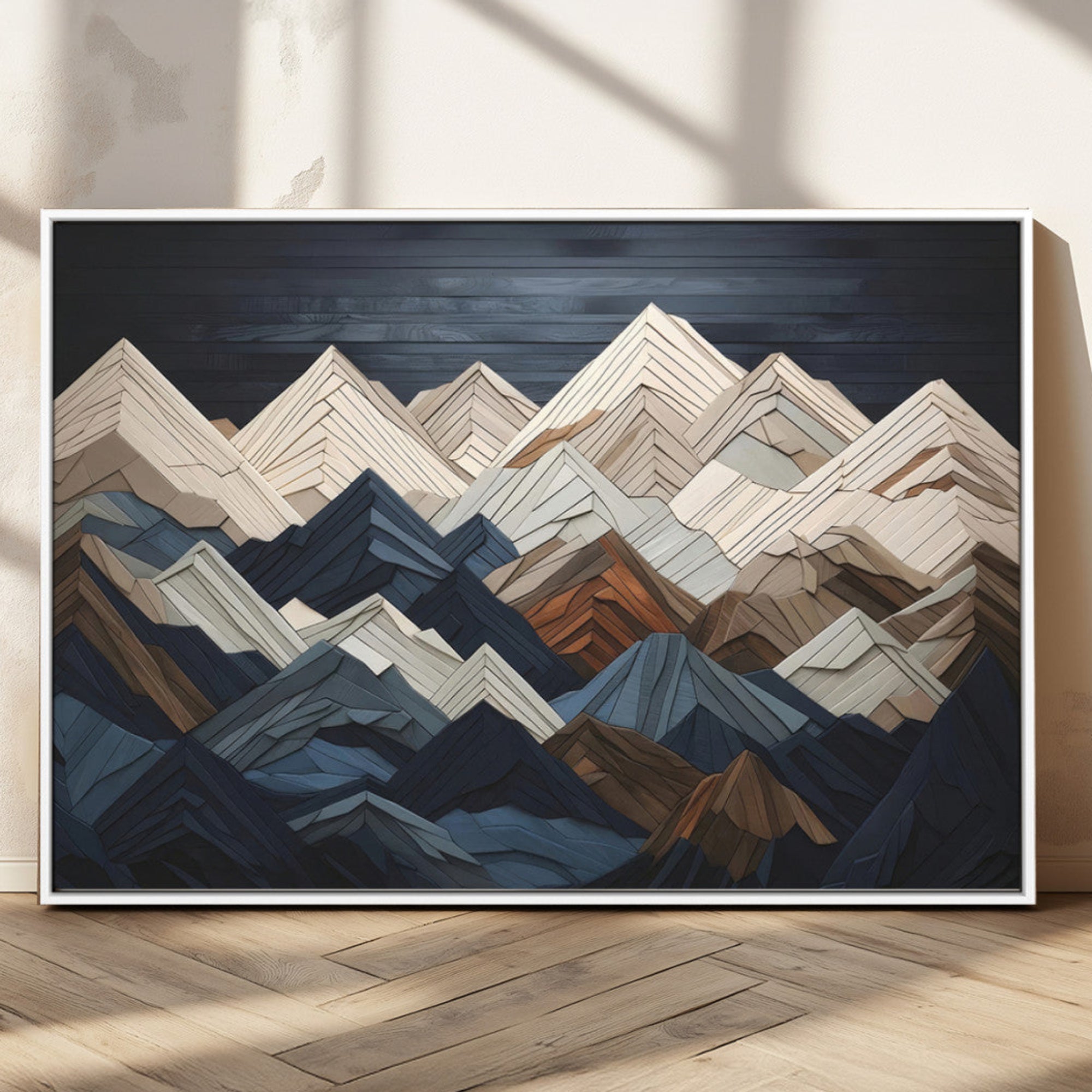 12896-MGV-CV-36X24-Mountain Wall Art – Modern Geometric Landscape Canvas Print, Abstract Nature Inspired Decor for Home or Office