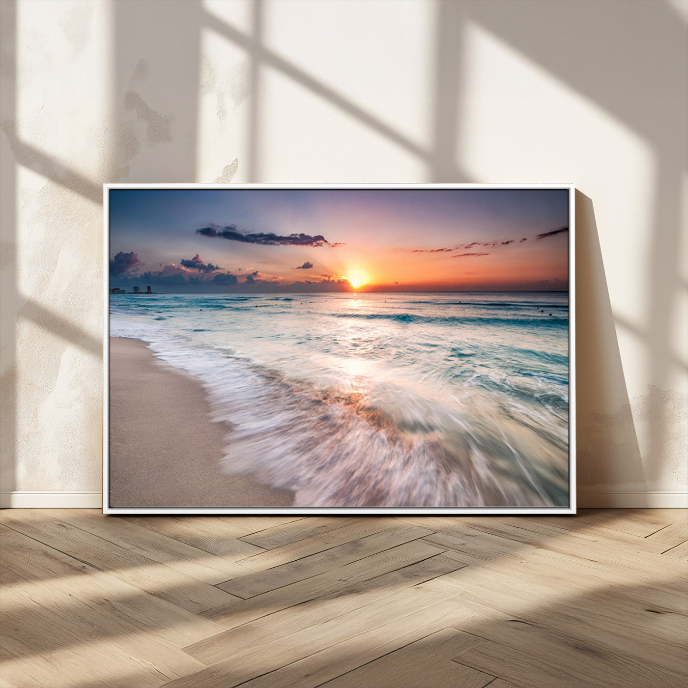 MGV-FC-36X24 - Sunset Beach Wall Art – Soothing Coastal Landscape, Ready to Hang for Tranquil Home Decor