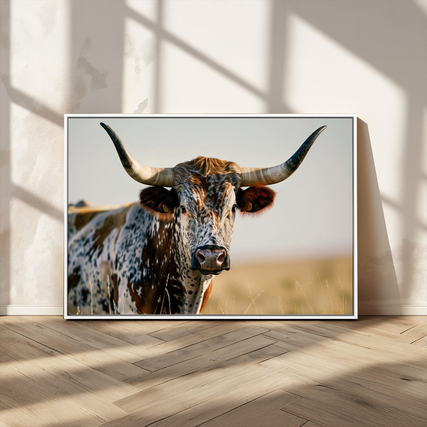 MGV-FC-36X24 - Texas Bull Longhorn Wall Art Canvas Print for Farm House Wall Decor, Farmhouse Wall Art Print