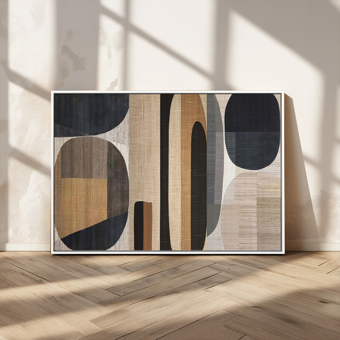 MGV-FC-36X24 - Abstract Minimalist Canvas Wall Art - Neutral Geometric Modern Boho Decor, Minimalist Brown Wabi