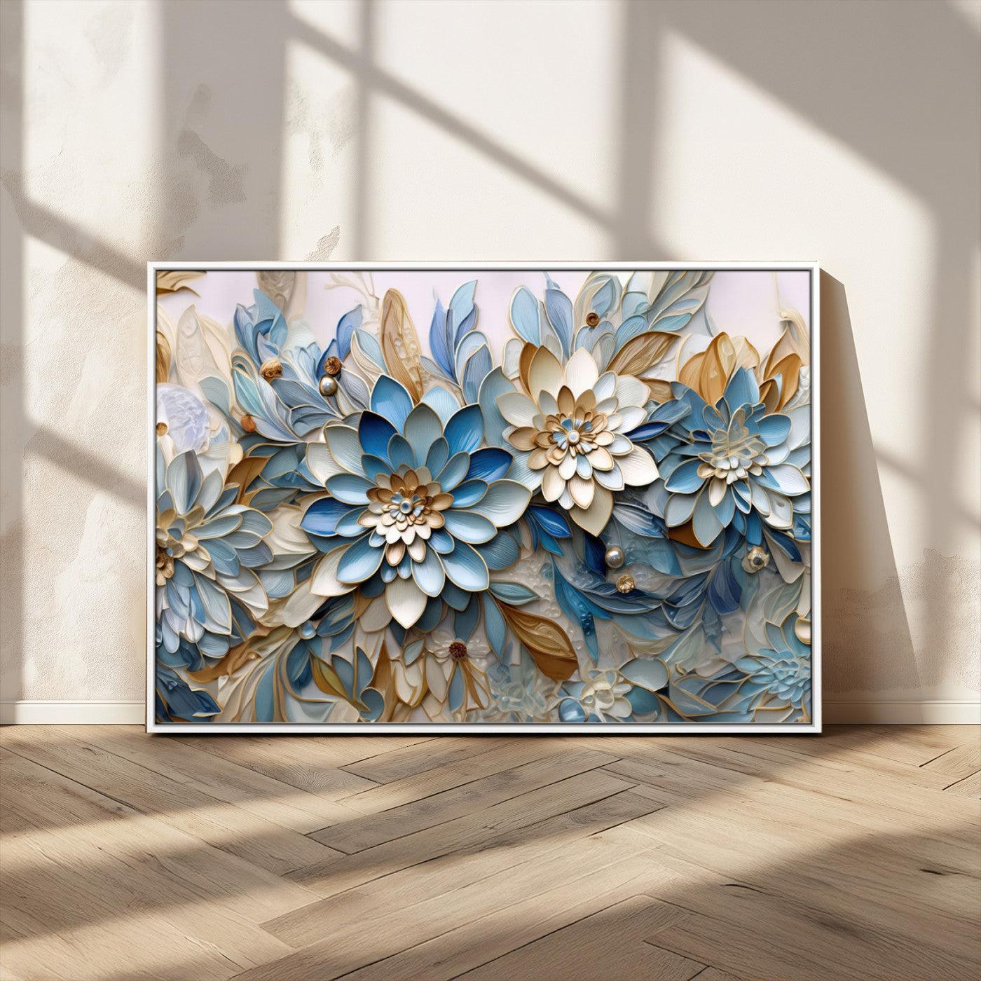 MGV-FC-36X24 - Blu Abstract Flower Wall Art Canvas Print