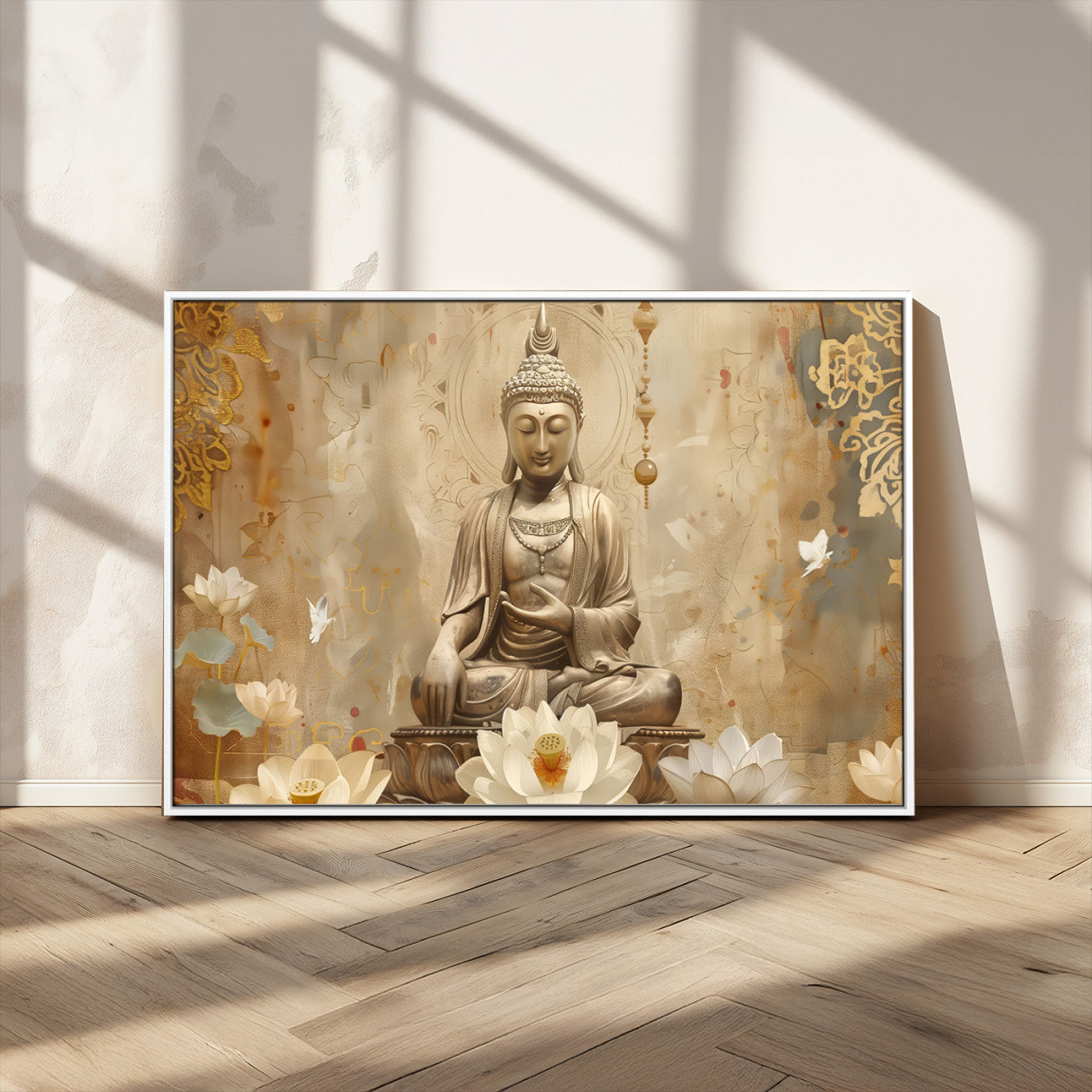 MGV-FC-36X24 - Buddha Wall Art Canvas Print, Buddha Meditation Room Decor, Yoga Room Wall Decor