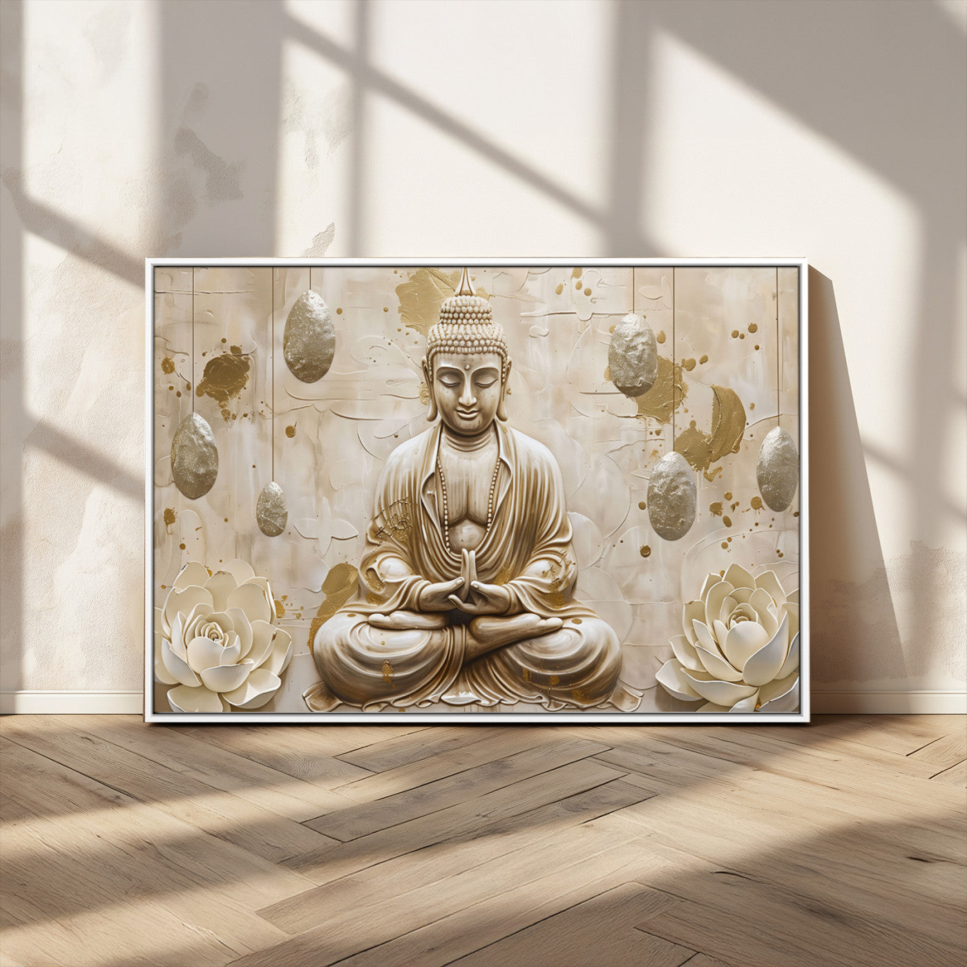 MGV-FC-36X24 - Serene Buddha Wall Art | Yoga Room Decor and Meditation Wall Art Print | Framed and Ready to Hang