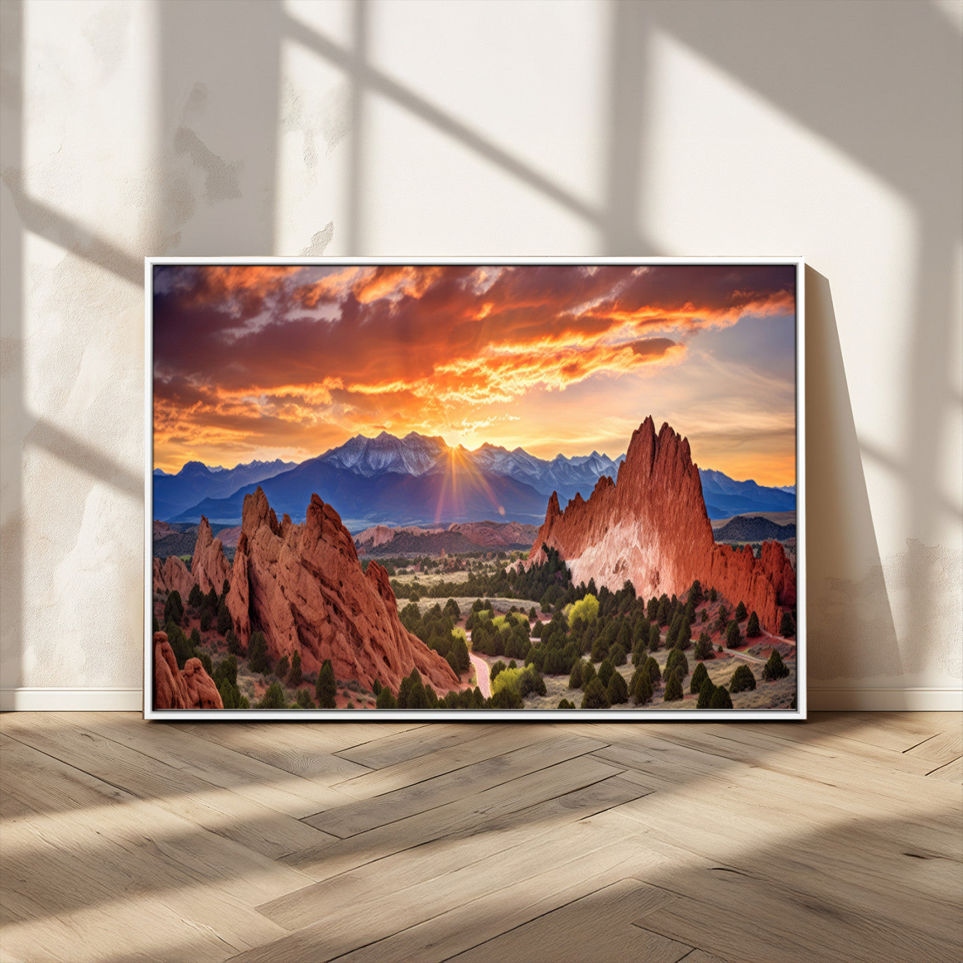 MGV-FC-36X24 - Rocky Mountains Sunset Wall Art Canvas Print – Ready to Hang, Framed Colorado Landscape