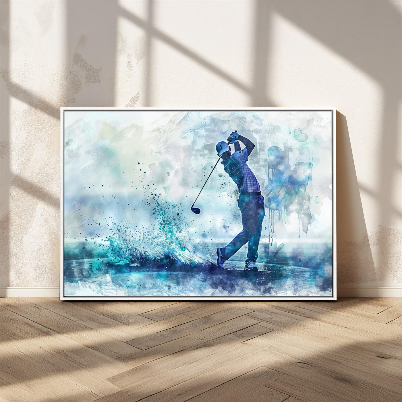 MGV-FC-36X24 - Golf Swing Wall Art Canvas Print - Sports-Inspired Watercolor Decor - Ready to Hang