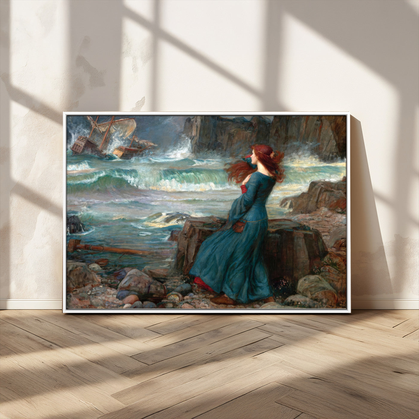 -Miranda by the Shore Wall Art Canvas Print – Tempest Scene Ocean Storm – Ready to Hang
