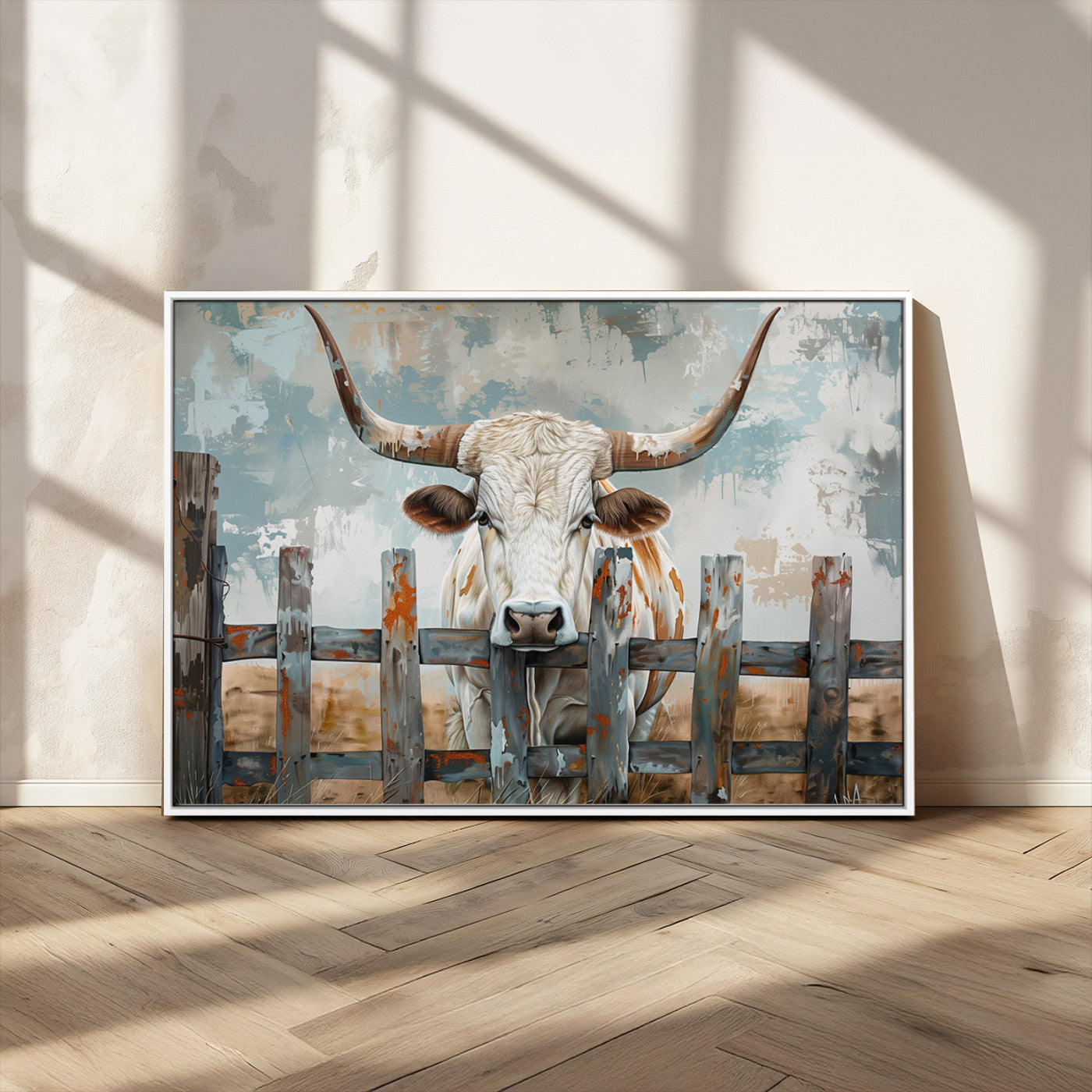 MGV-FC-36X24 - Vintage Cow Wall Art Canvas Print for Farmhouse Wall Decor Theme, Cattle Wall Art Print