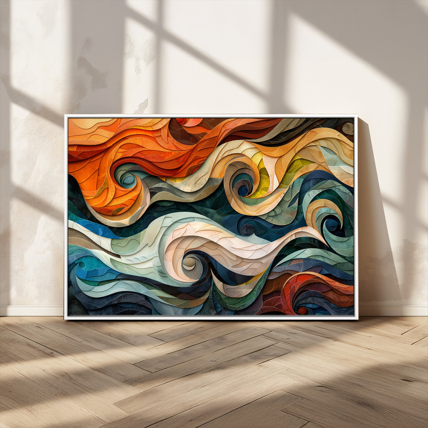 MGV-FC-36X24 - Abstract Wave Wall Art | Ready to Hang Framed Canvas Print | Vibrant Home Decor for Modern Spaces