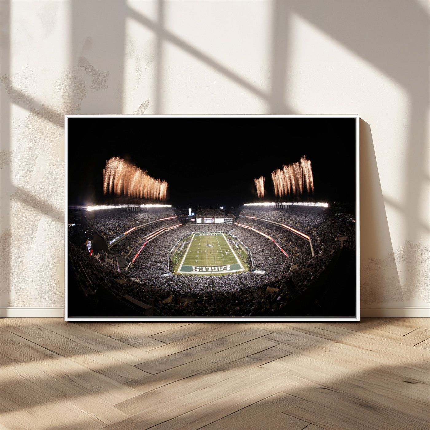 48893-MGV-CV-36X24-Eagles Field Stadium Wall Art - Lincoln Financial Field Fireworks Game Triple Canvas Wall Art -