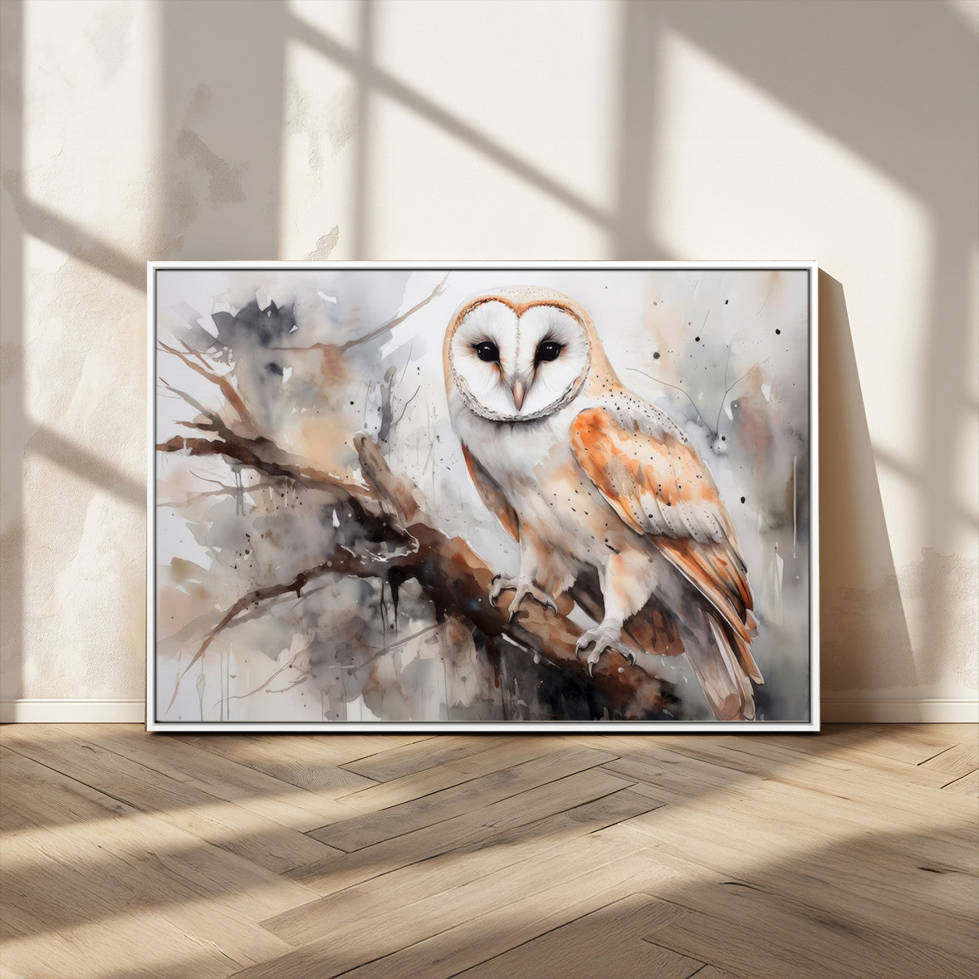 MGV-FC-36X24 - Barn Owl Wall Art | Watercolor Barn Owl Canvas Print | Perfect for Farmhouse Wall Decor | Ready to
