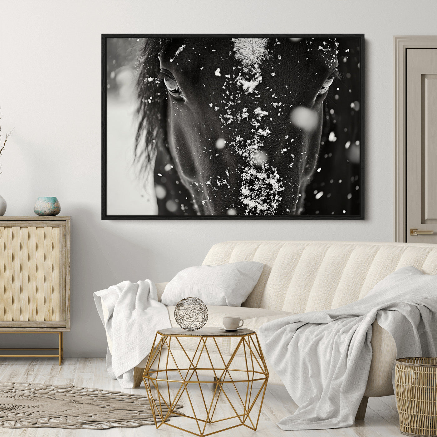 Winter Horse Snow Wall Art Canvas Print